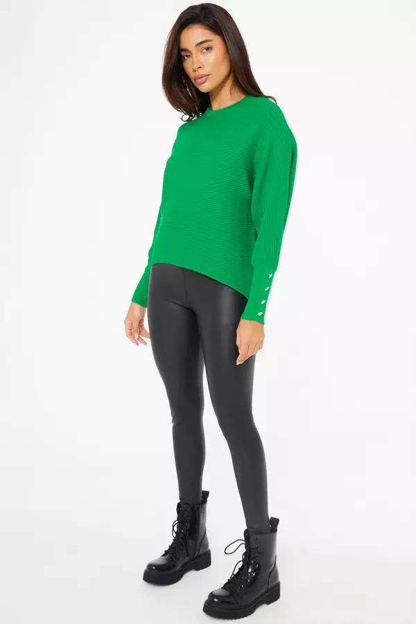 Jade Green Light Knit Buttoned Jumper