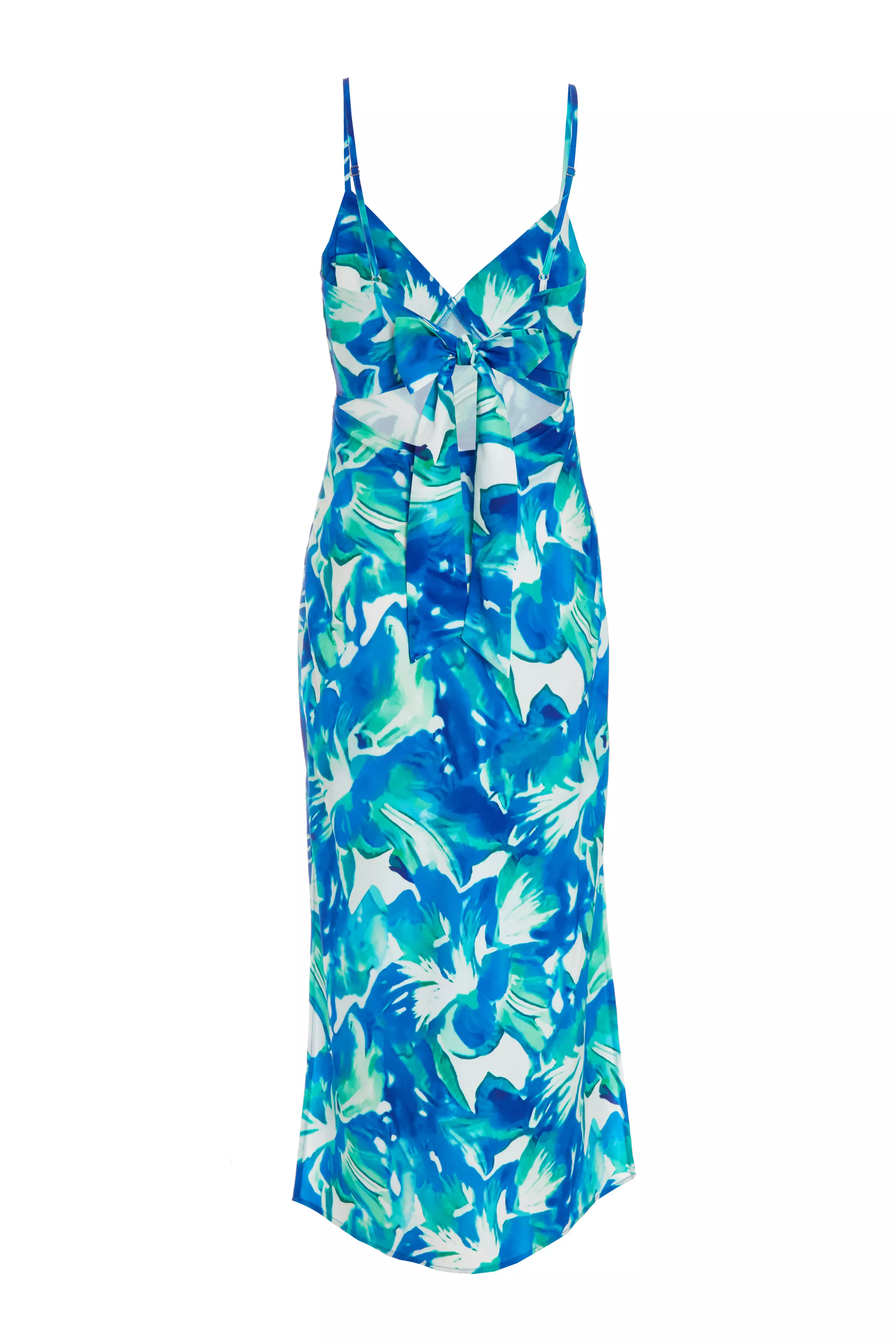 Petite Blue Tropical Print Midaxi Dress