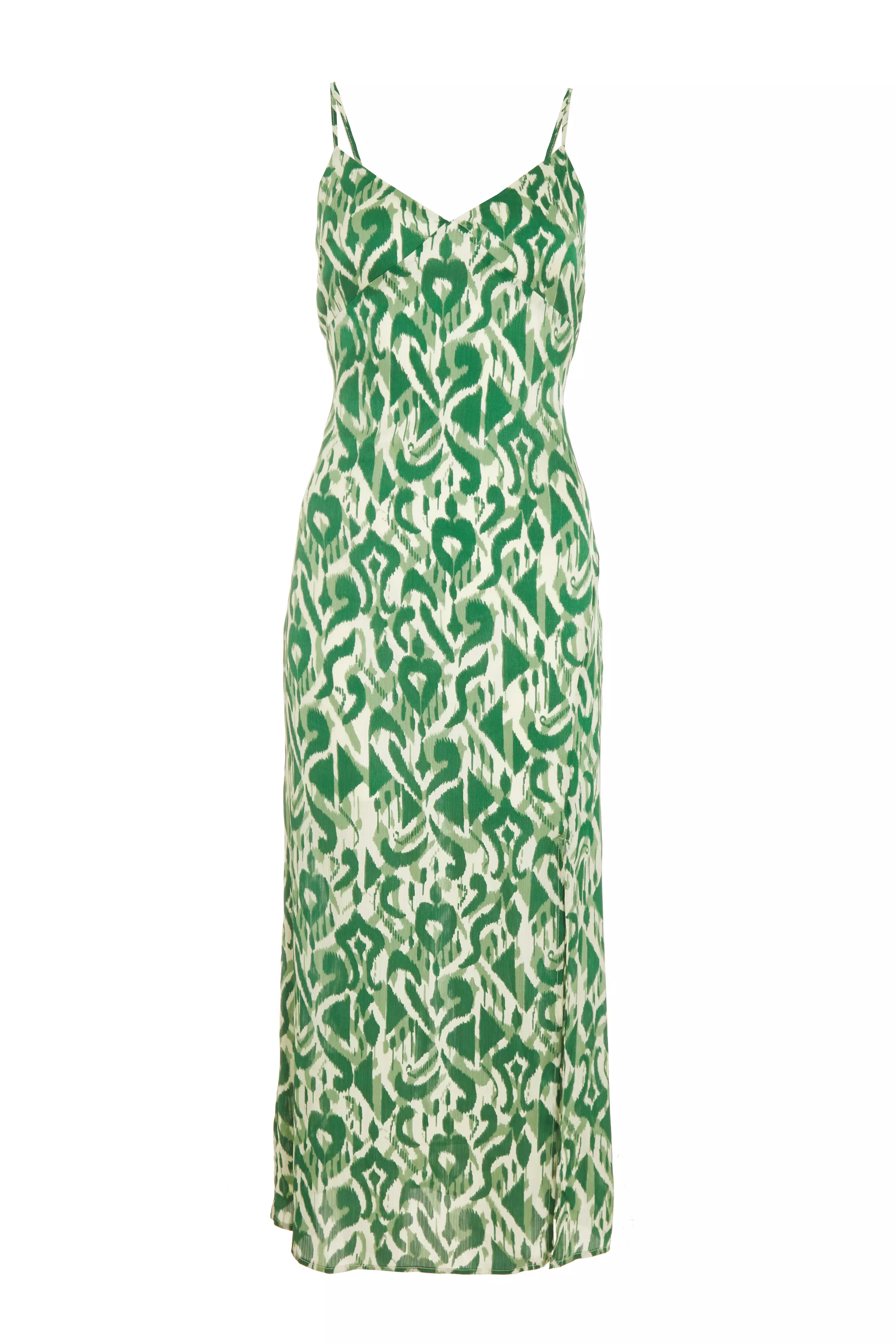 Green Aztec Print Midaxi Dress