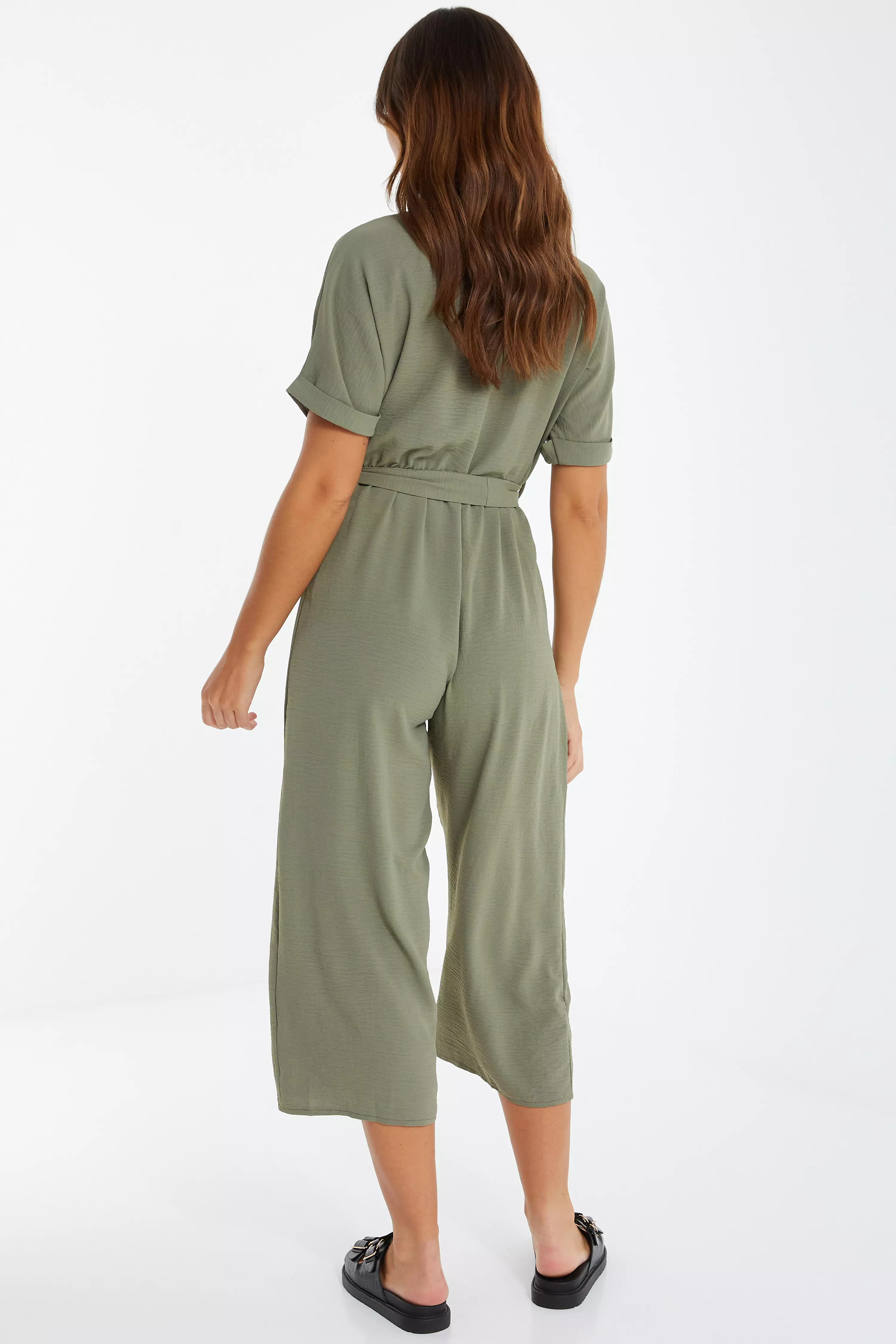 Khaki Utility Culotte Jumpsuit