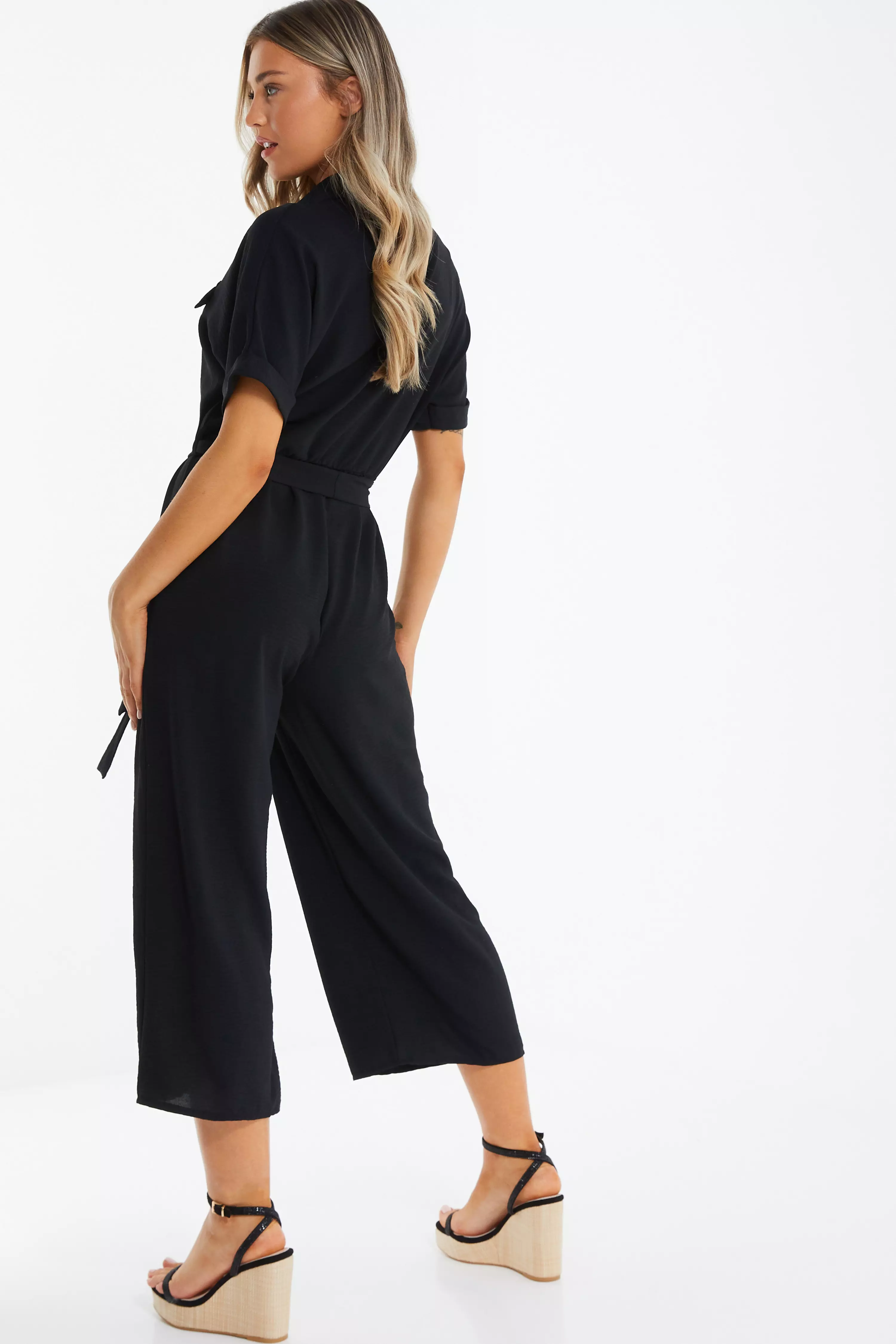 Black Utility Culotte Jumpsuit