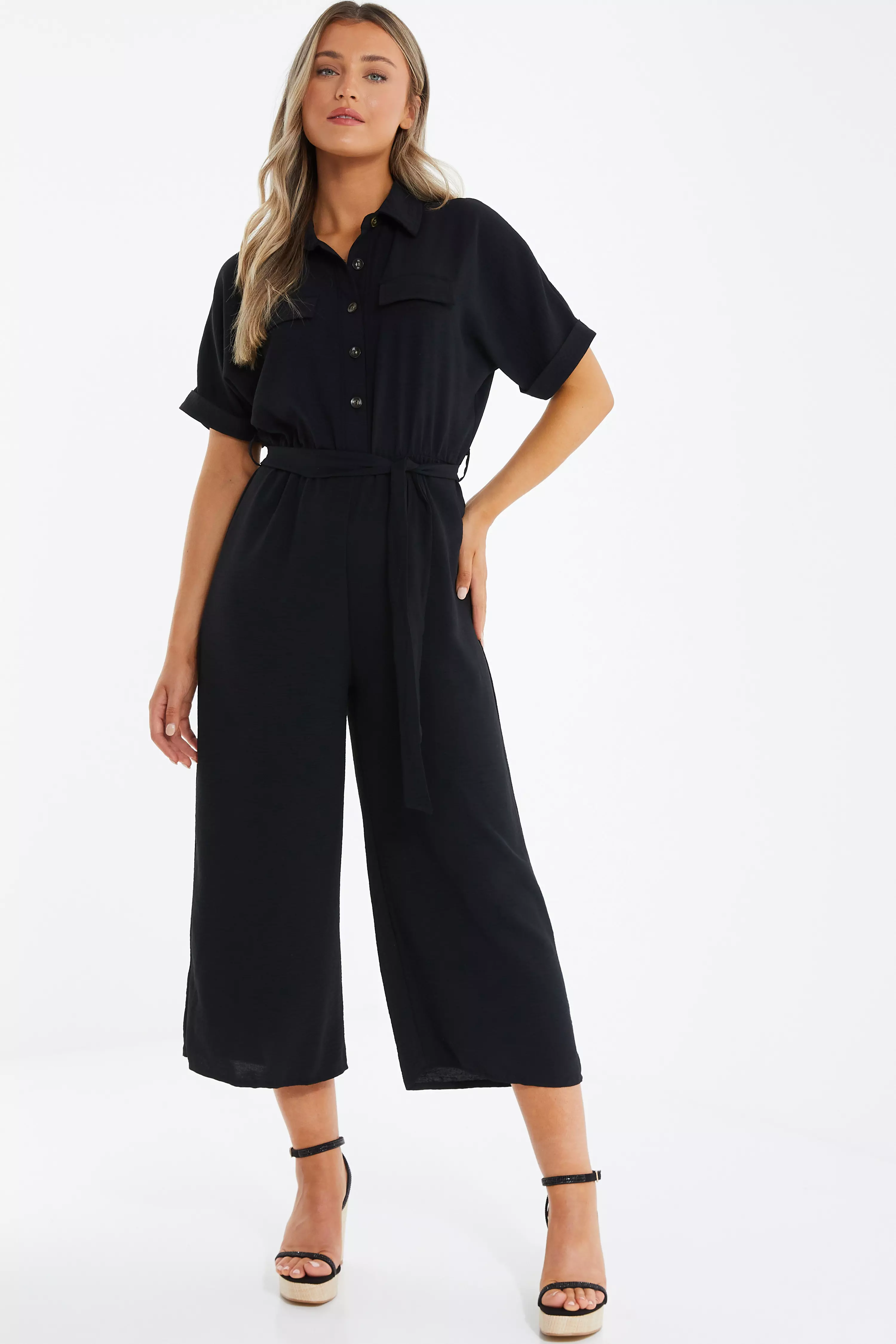 Black Utility Culotte Jumpsuit