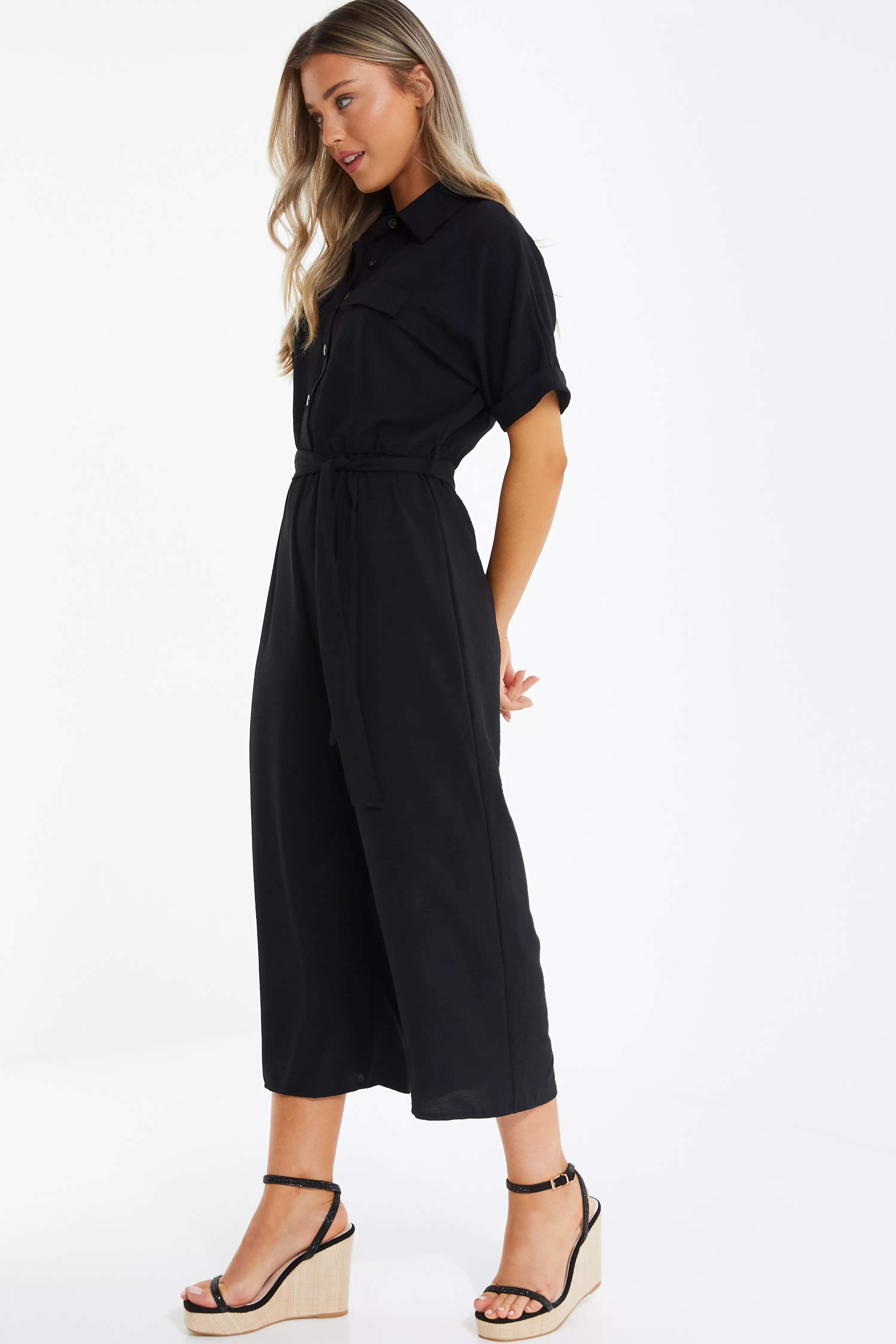 Black Utility Culotte Jumpsuit