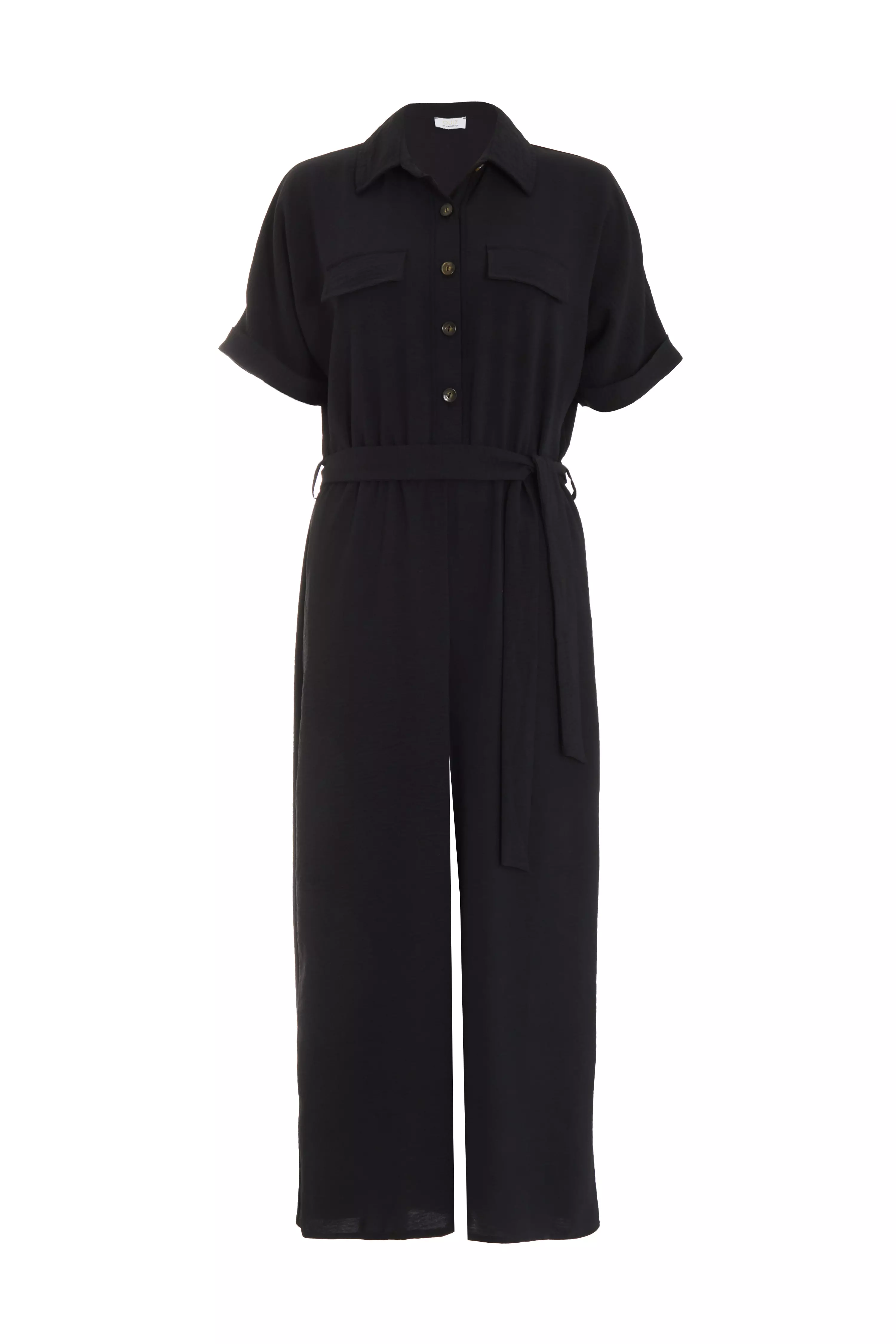 Black Utility Culotte Jumpsuit