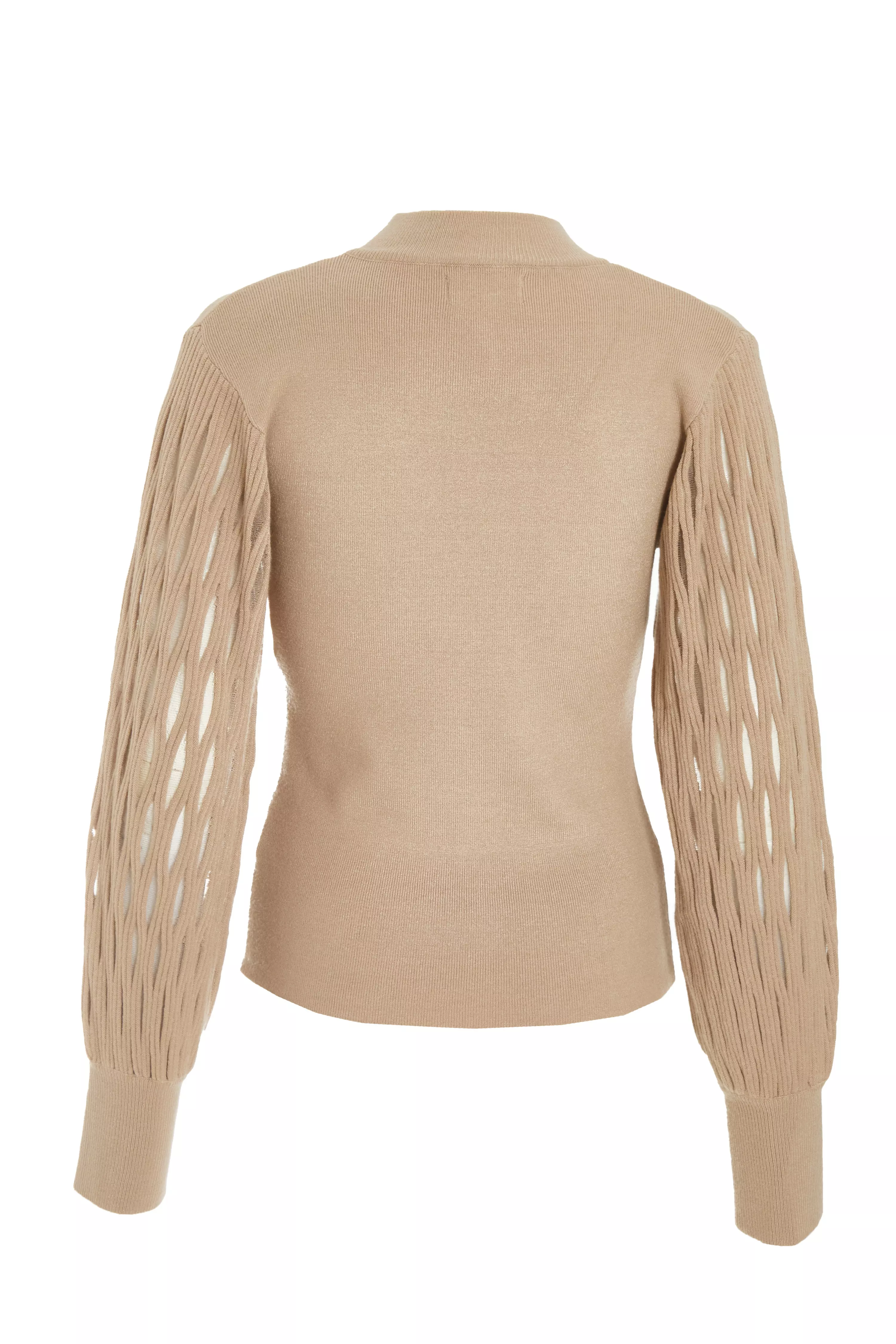 Camel Knitted Cut Out Jumper
