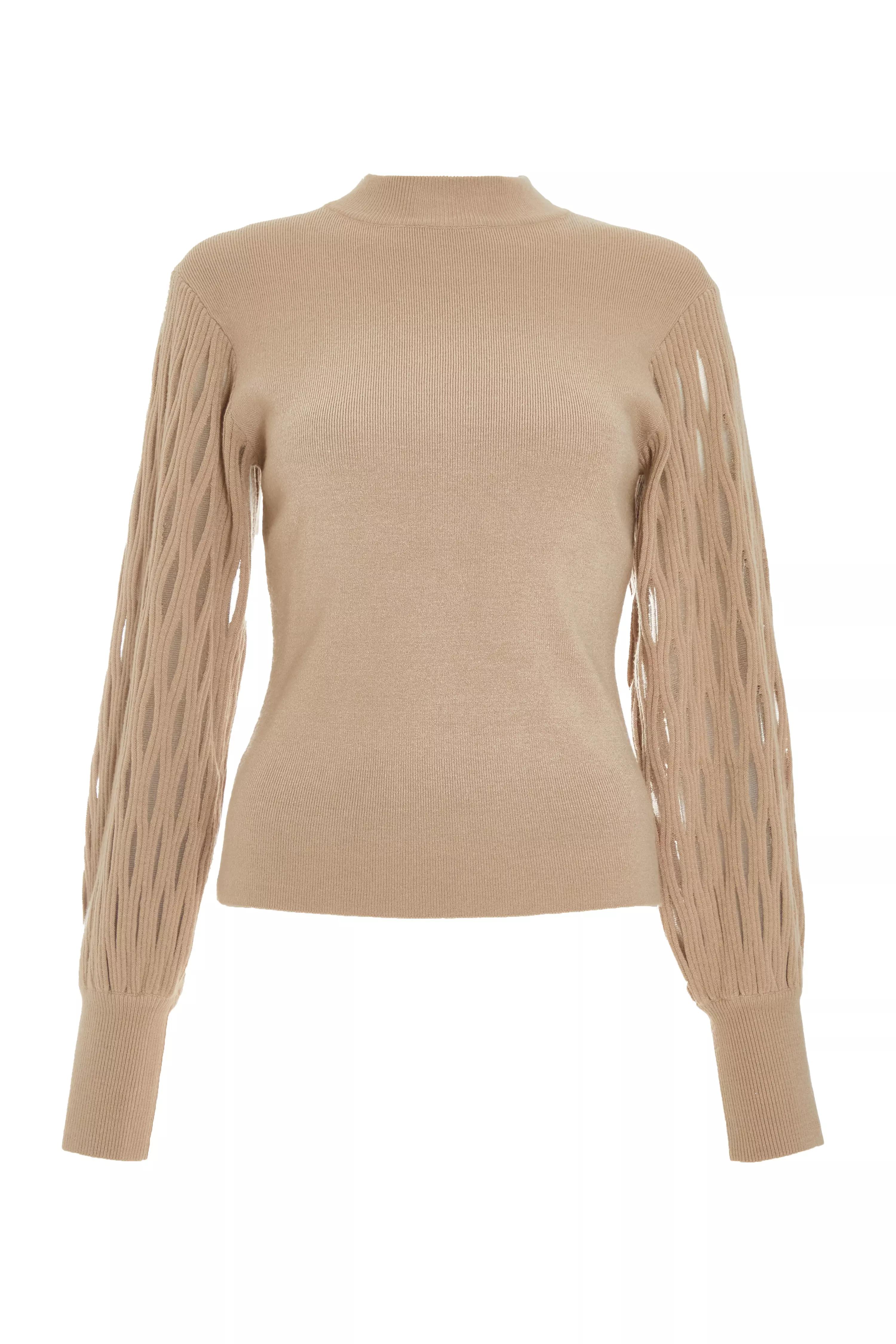 Camel Knitted Cut Out Jumper