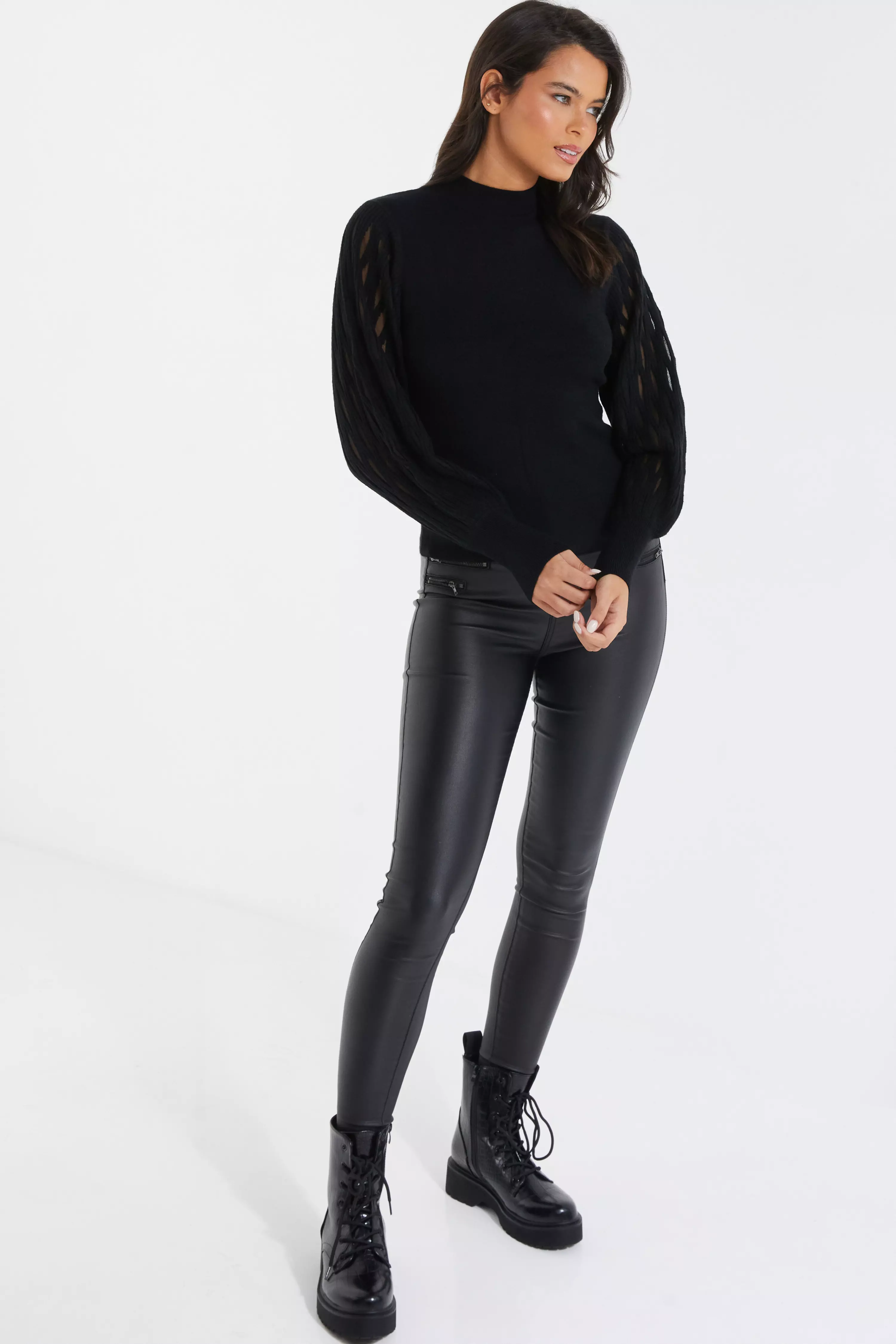 Black Knitted Cut Out Jumper