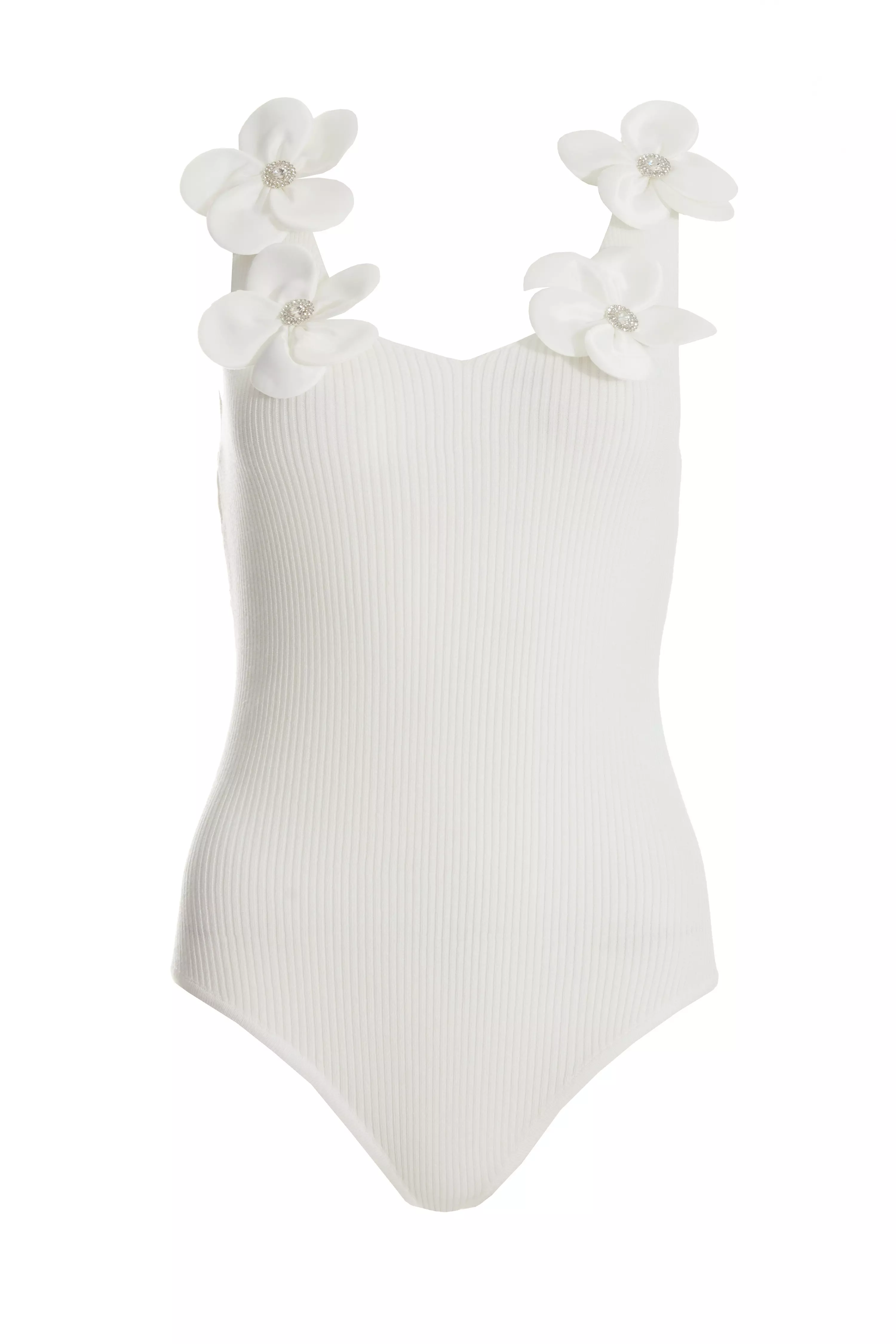 Cream Knitted Flower Bodysuit