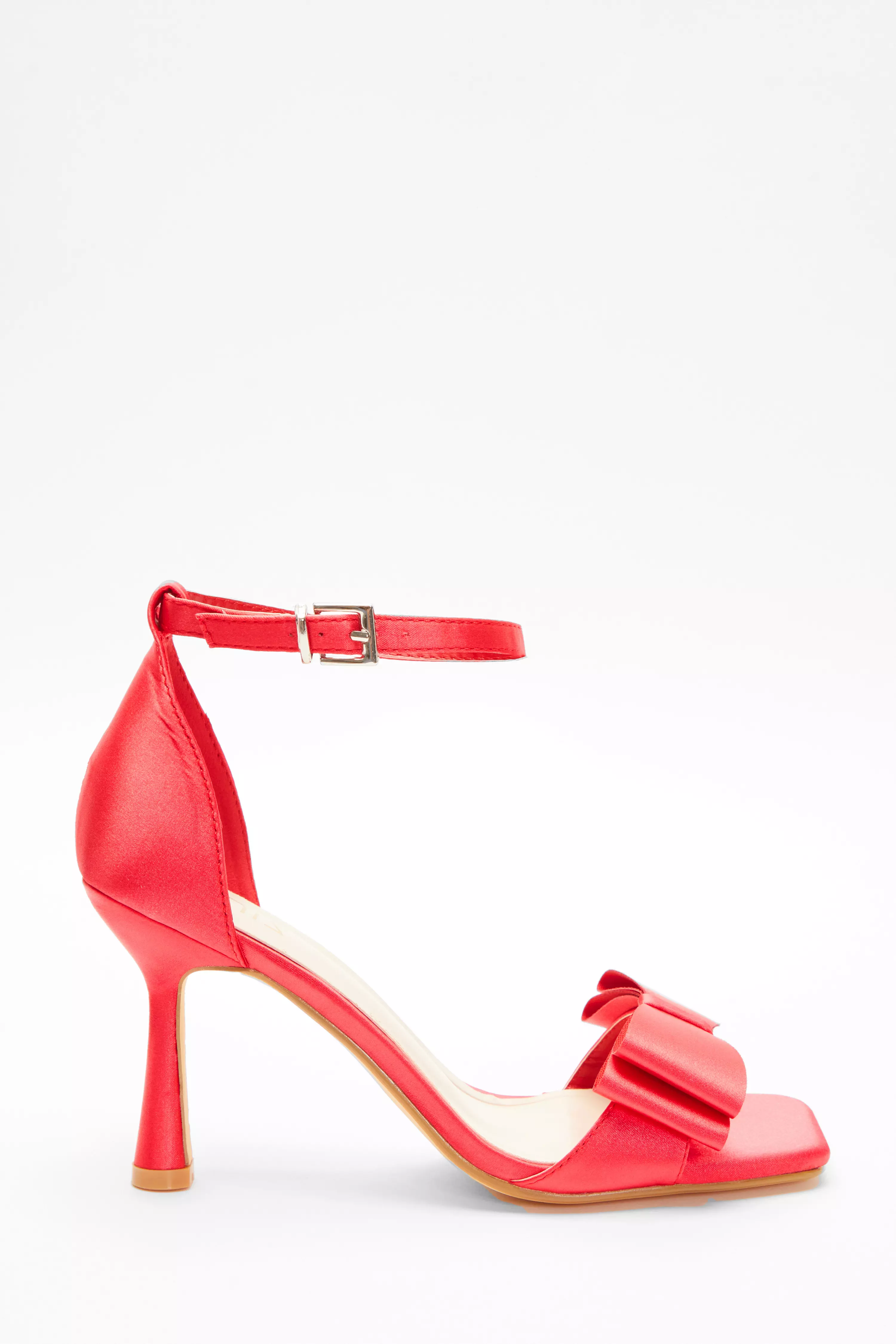 Red satin hot sale bow heels