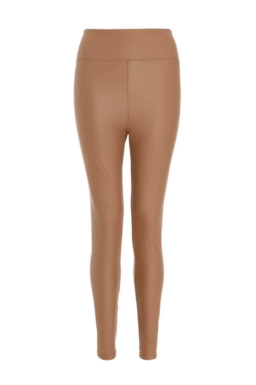 Camel Faux Leather Leggings QUIZ Clothing