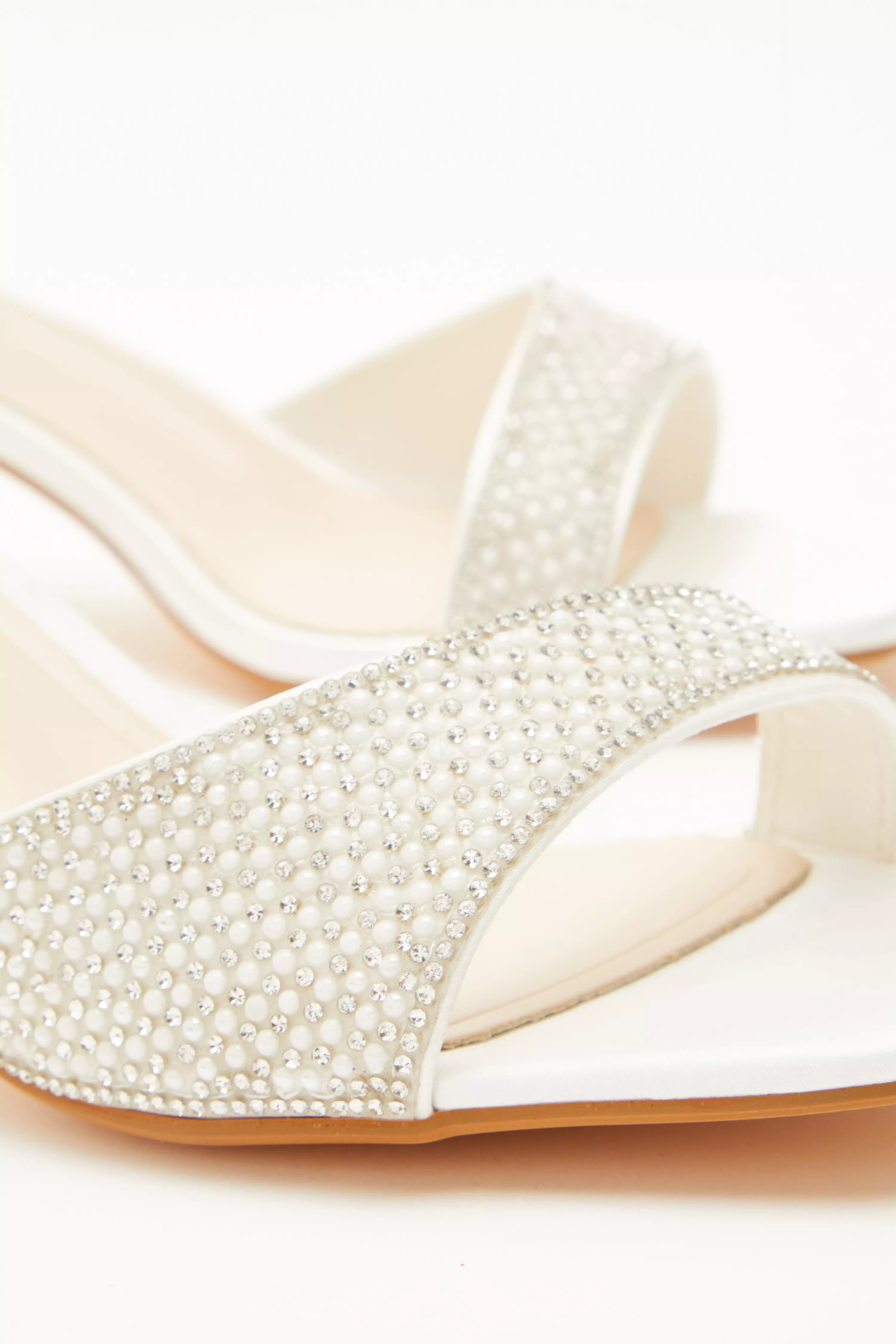 Wide Fit Bridal Satin Embellished Low Heels