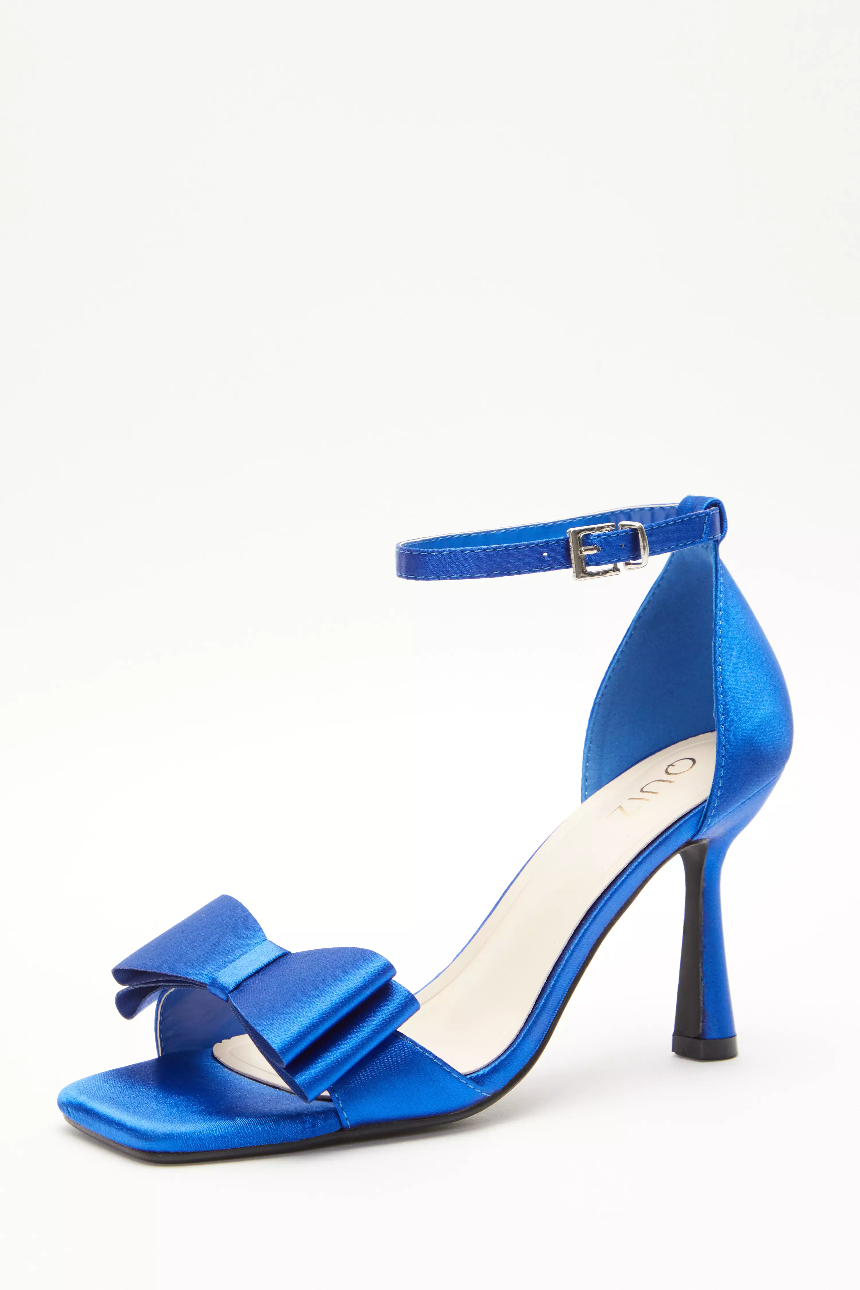 Royal Blue Satin Bow Heeled Sandals QUIZ Clothing