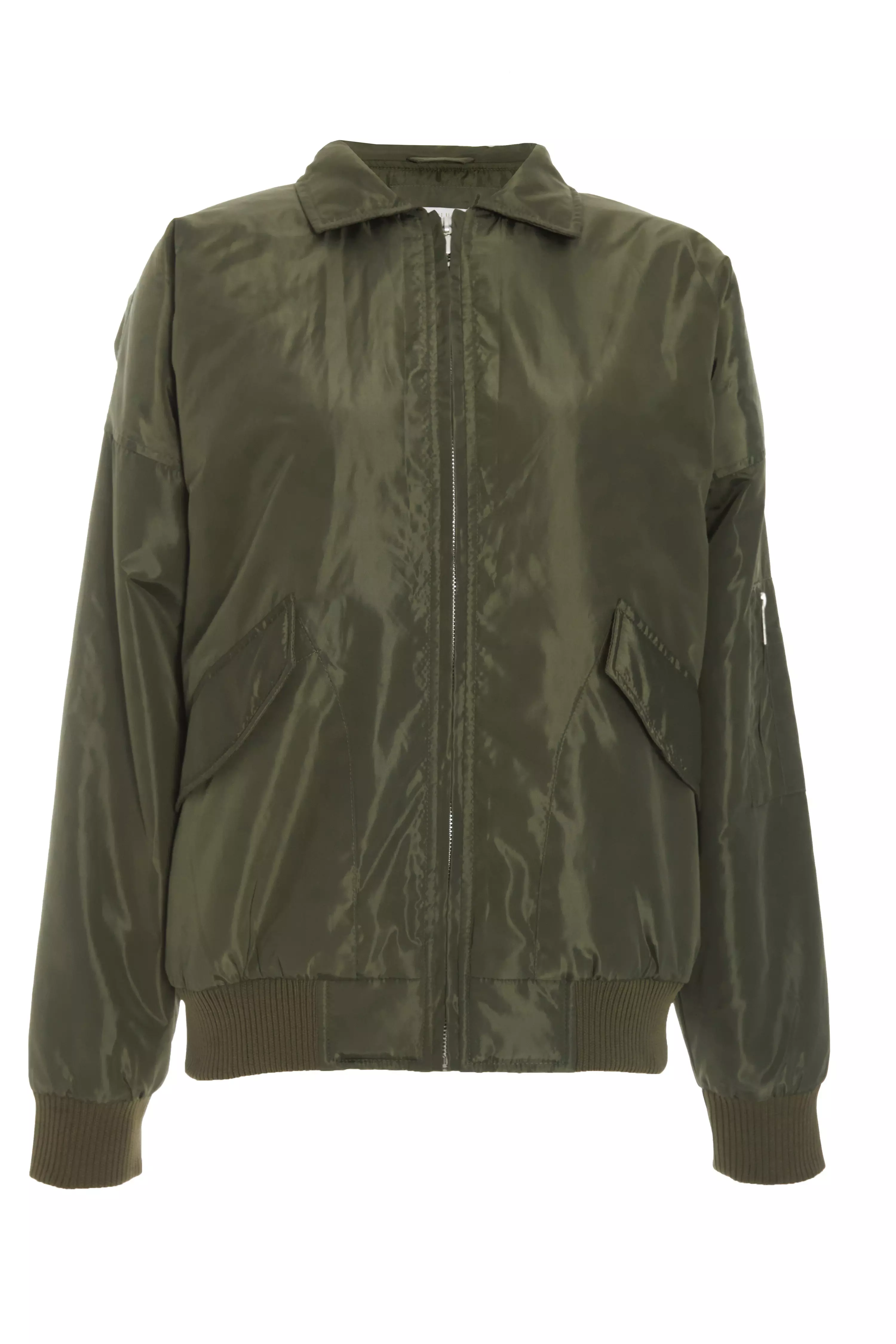 Khaki Oversized Bomber Jacket