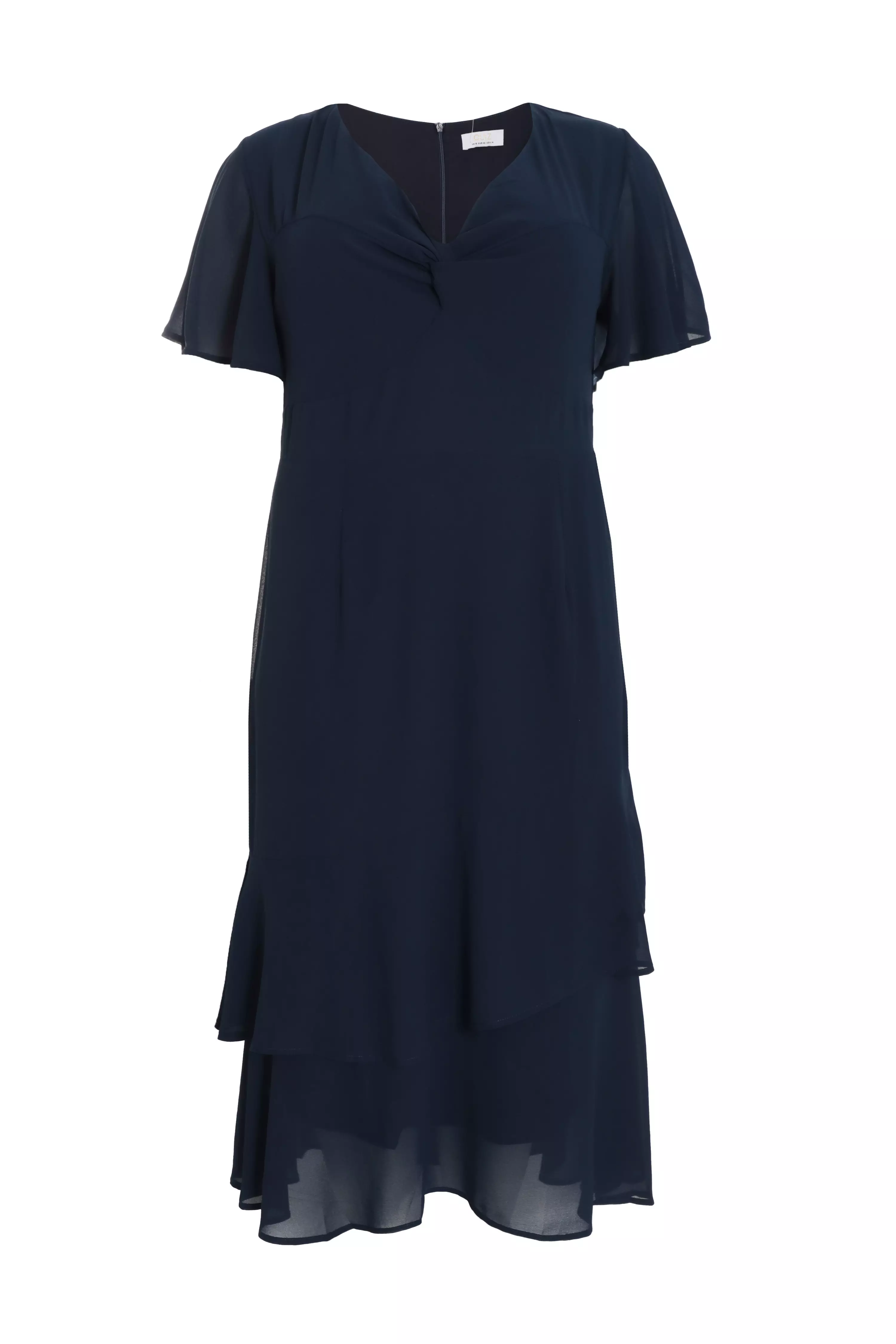 Curve Navy Chiffon Midaxi Dress