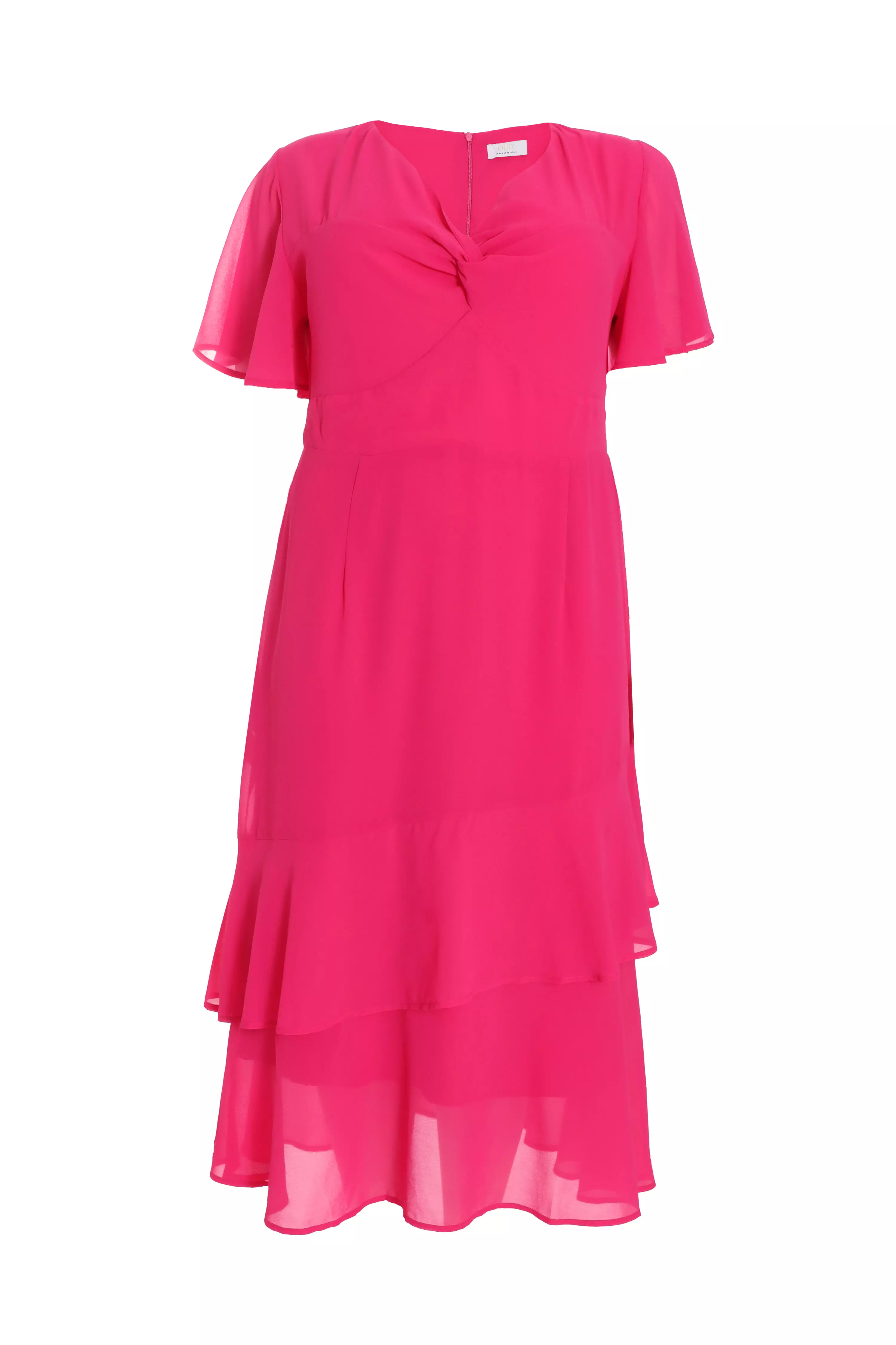 Curve Pink Chiffon Midaxi Dress