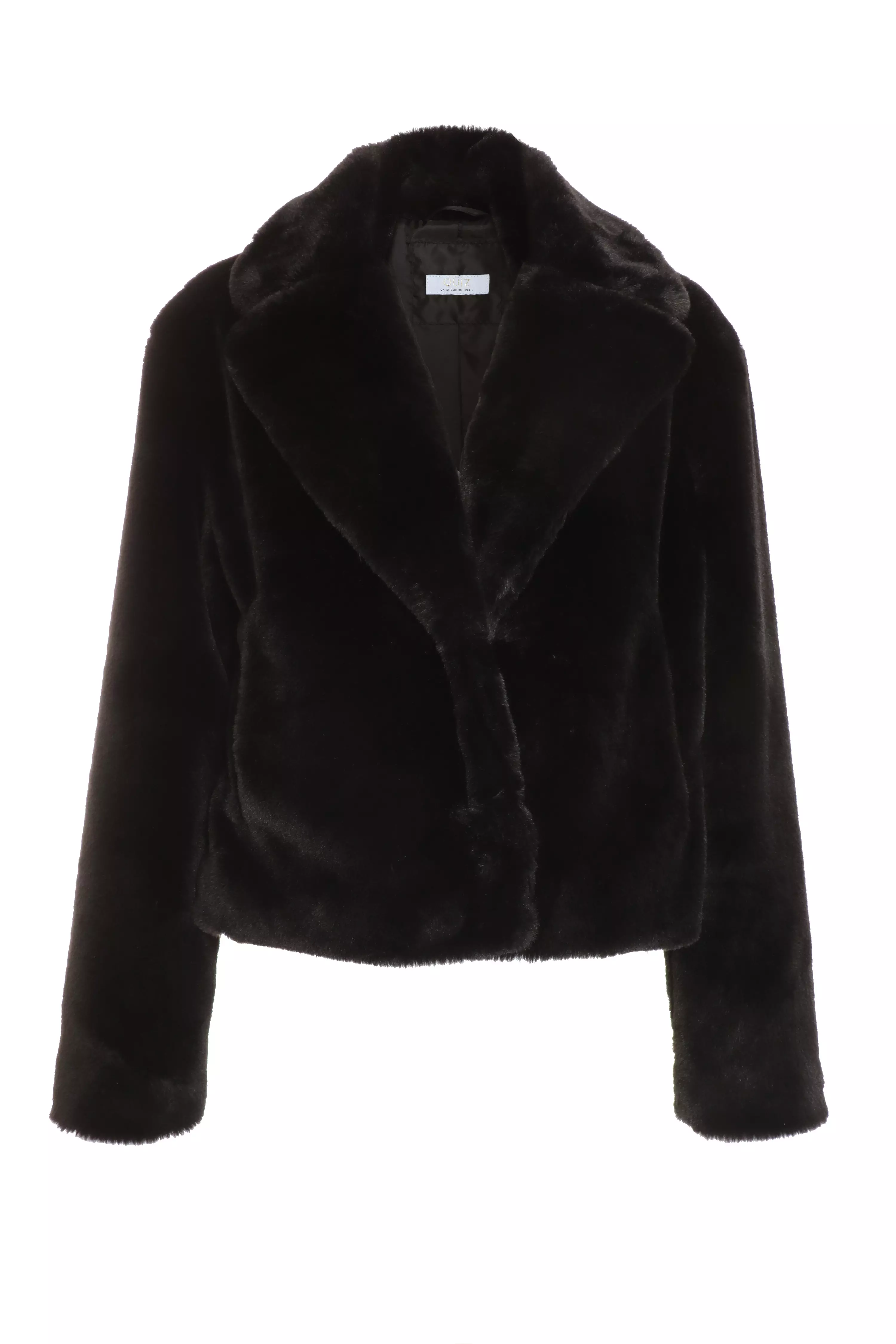 Black Short Faux Fur Collar Jacket