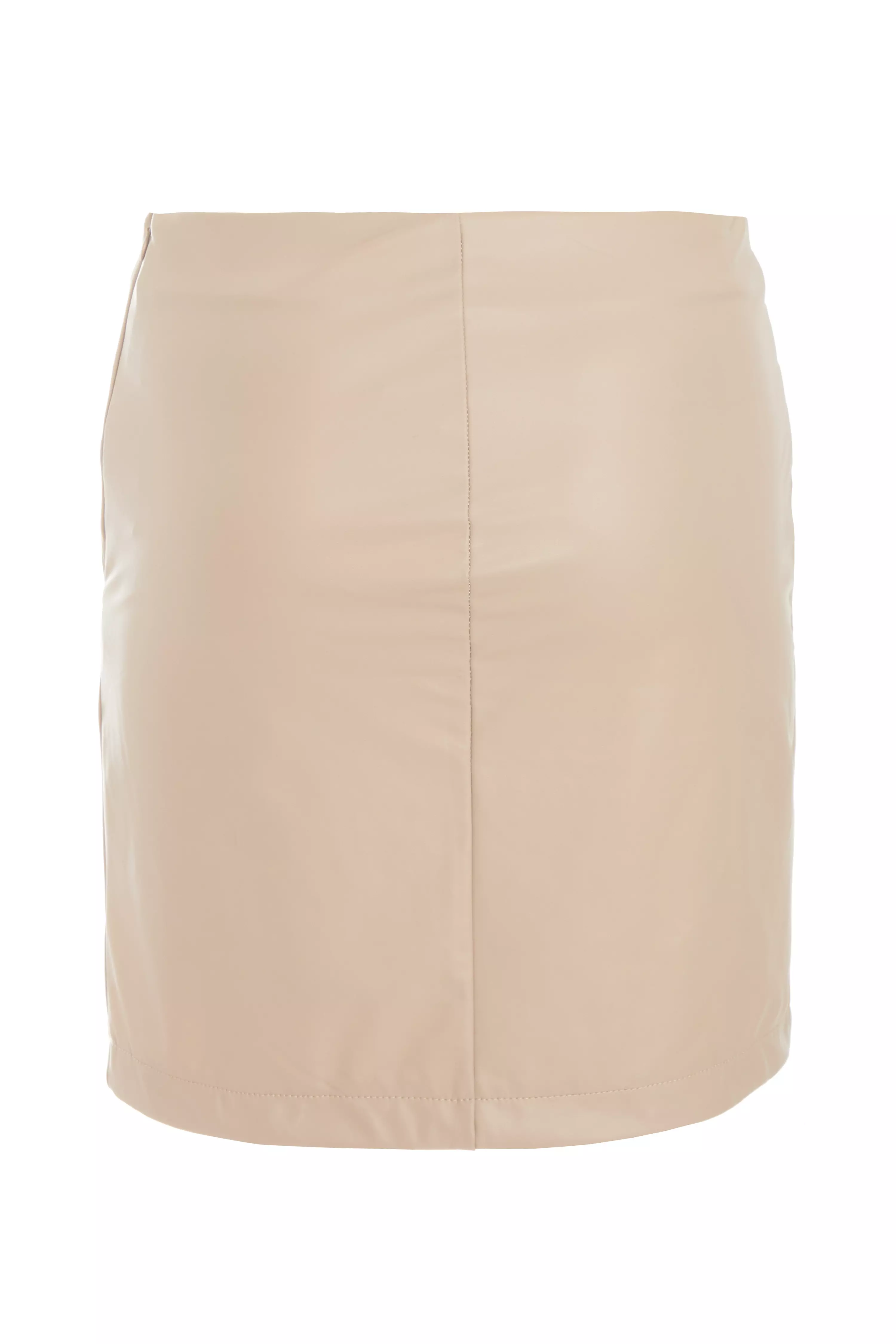 Stone Faux Leather Wrap Mini Skirt