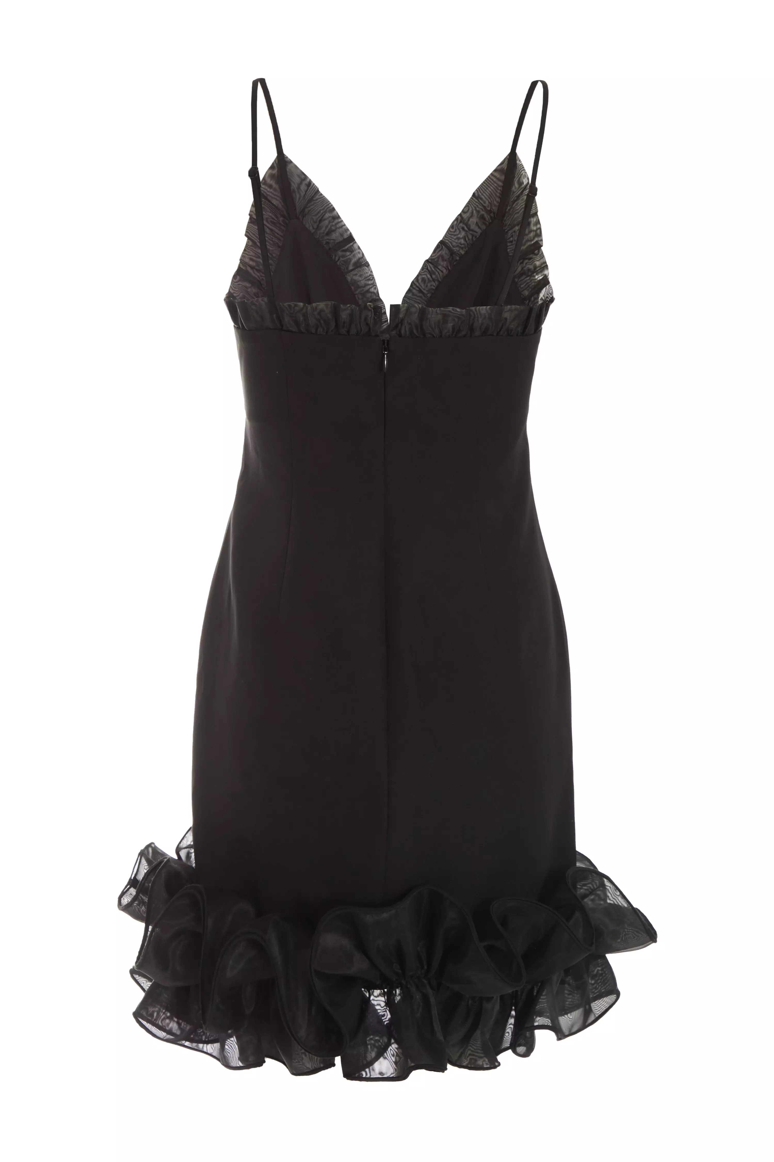 Black Ruffle Bodycon Mini Dress