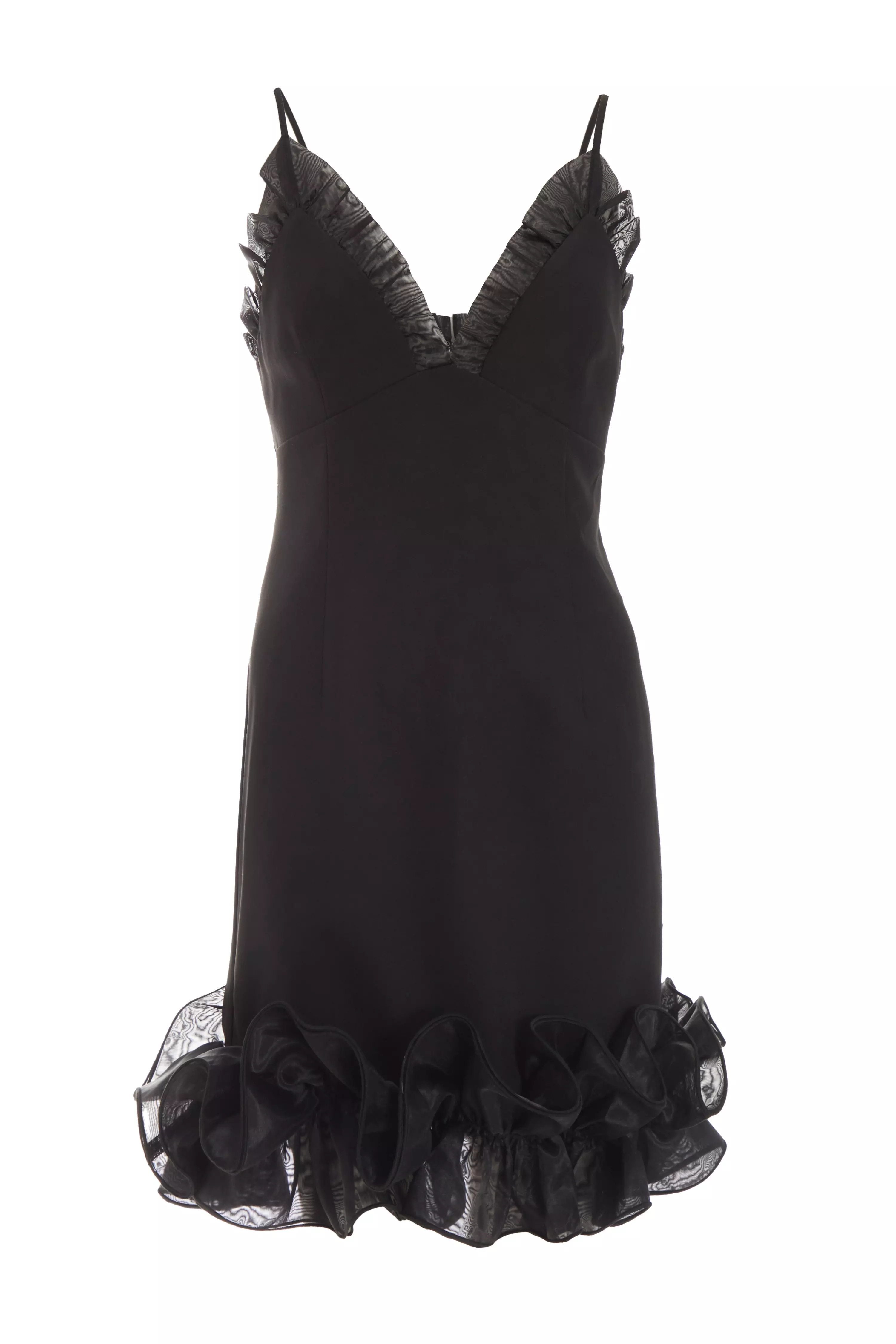 Black Ruffle Bodycon Mini Dress