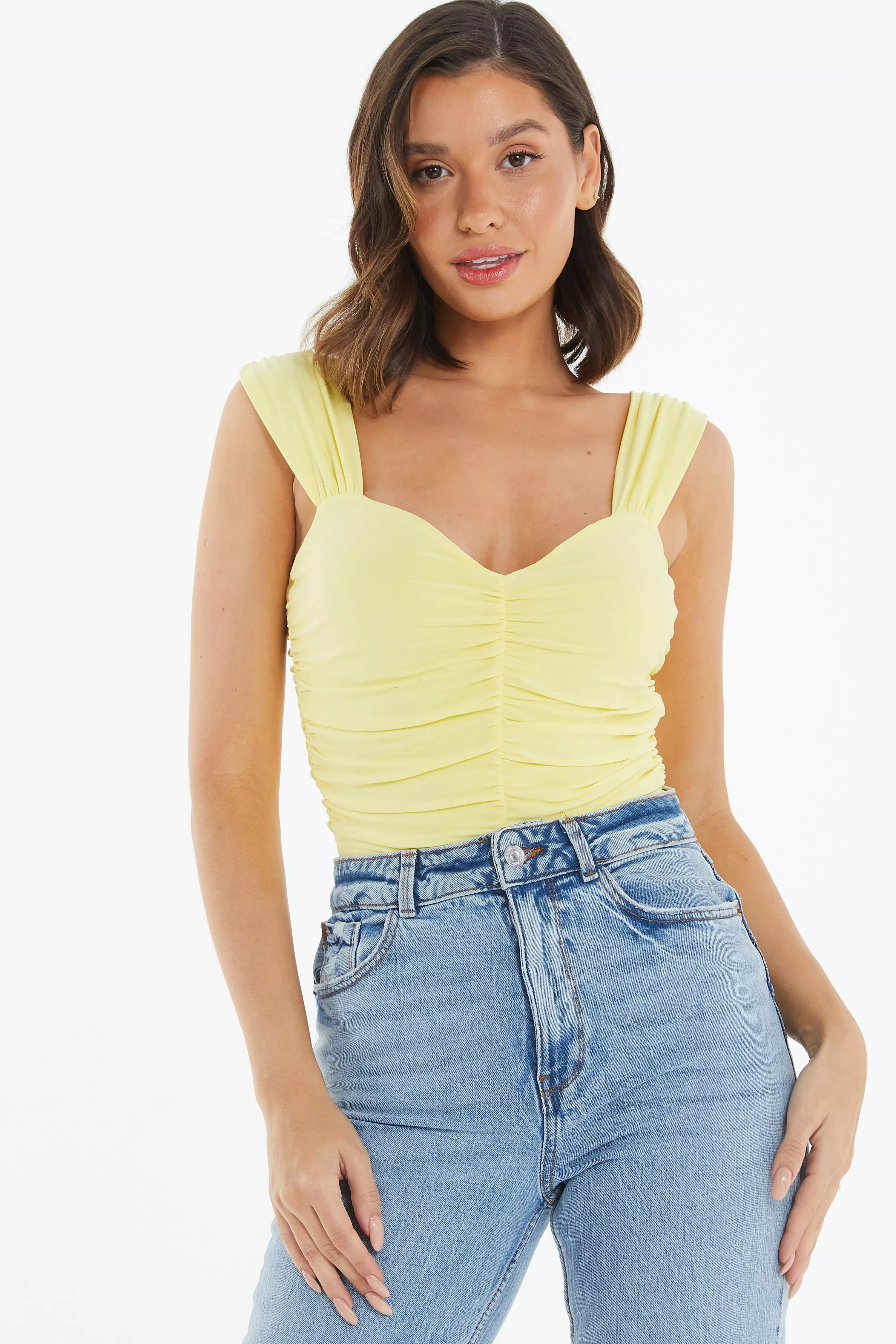 Yellow Ruched Bodysuit