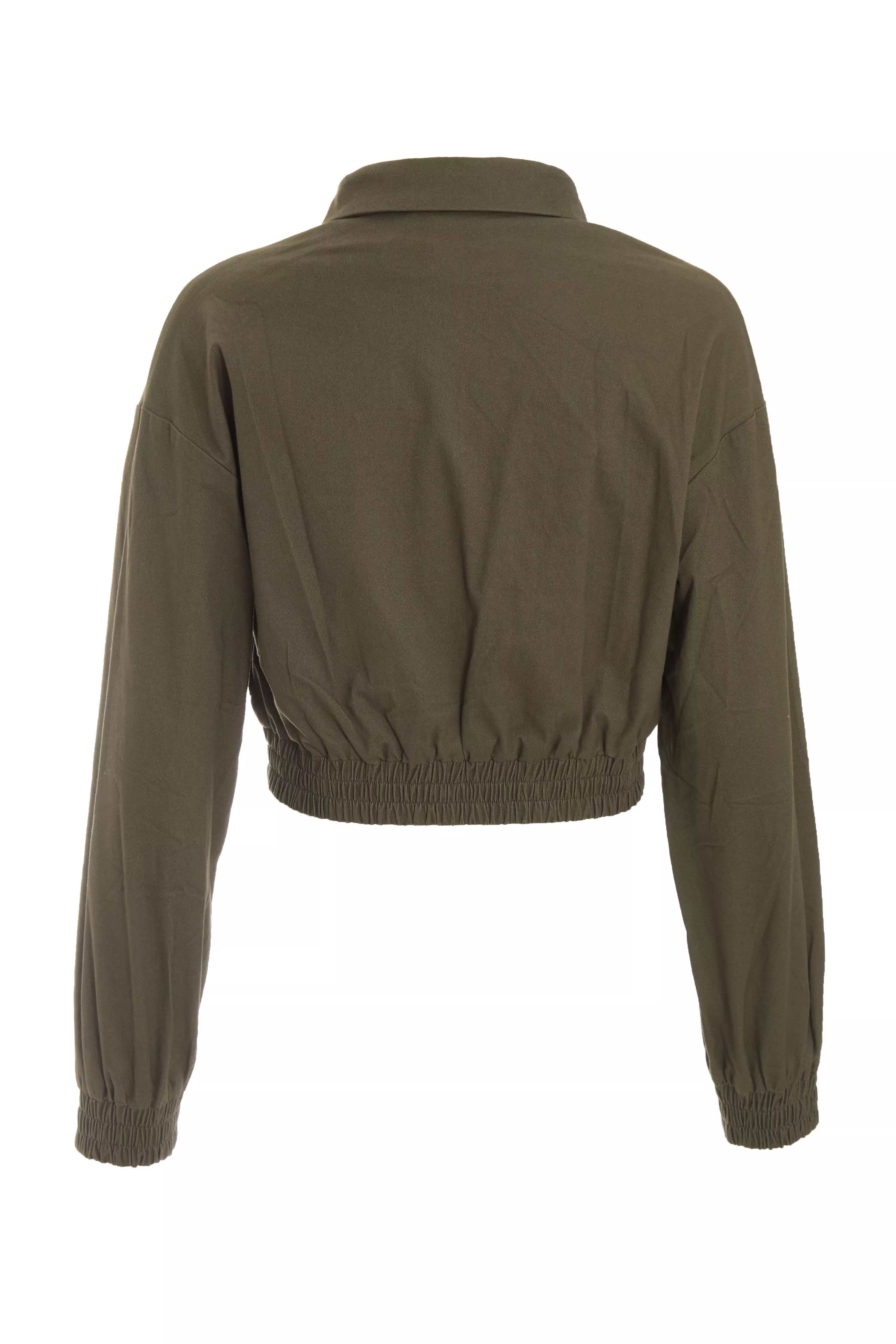 Khaki Cargo Cropped Jacket