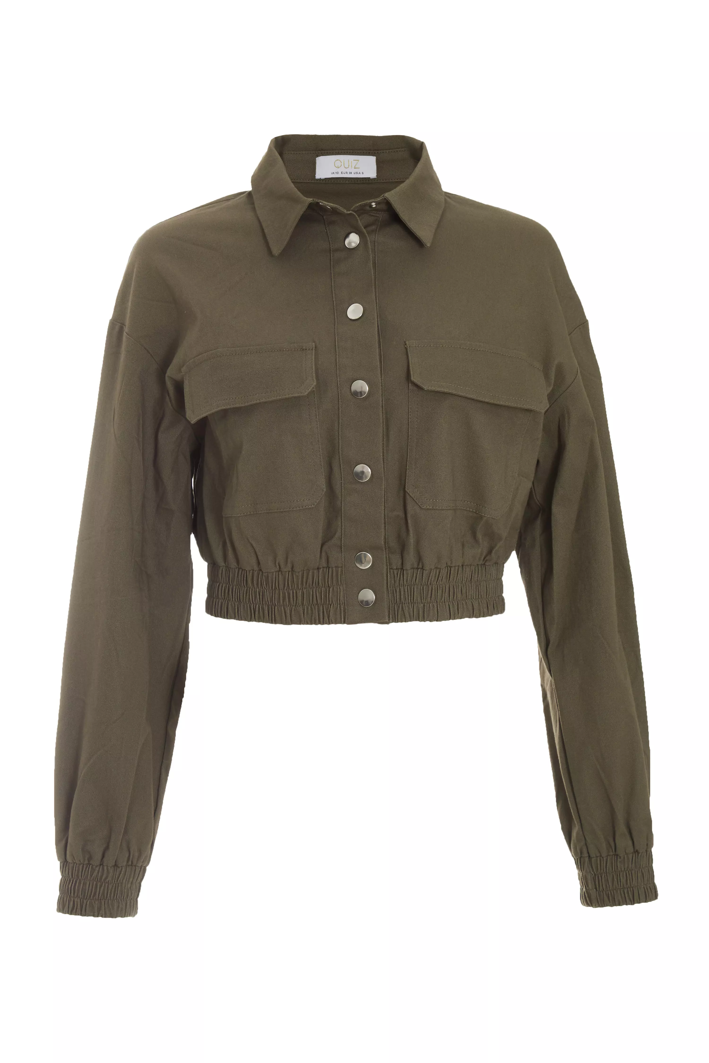 Khaki Cargo Cropped Jacket