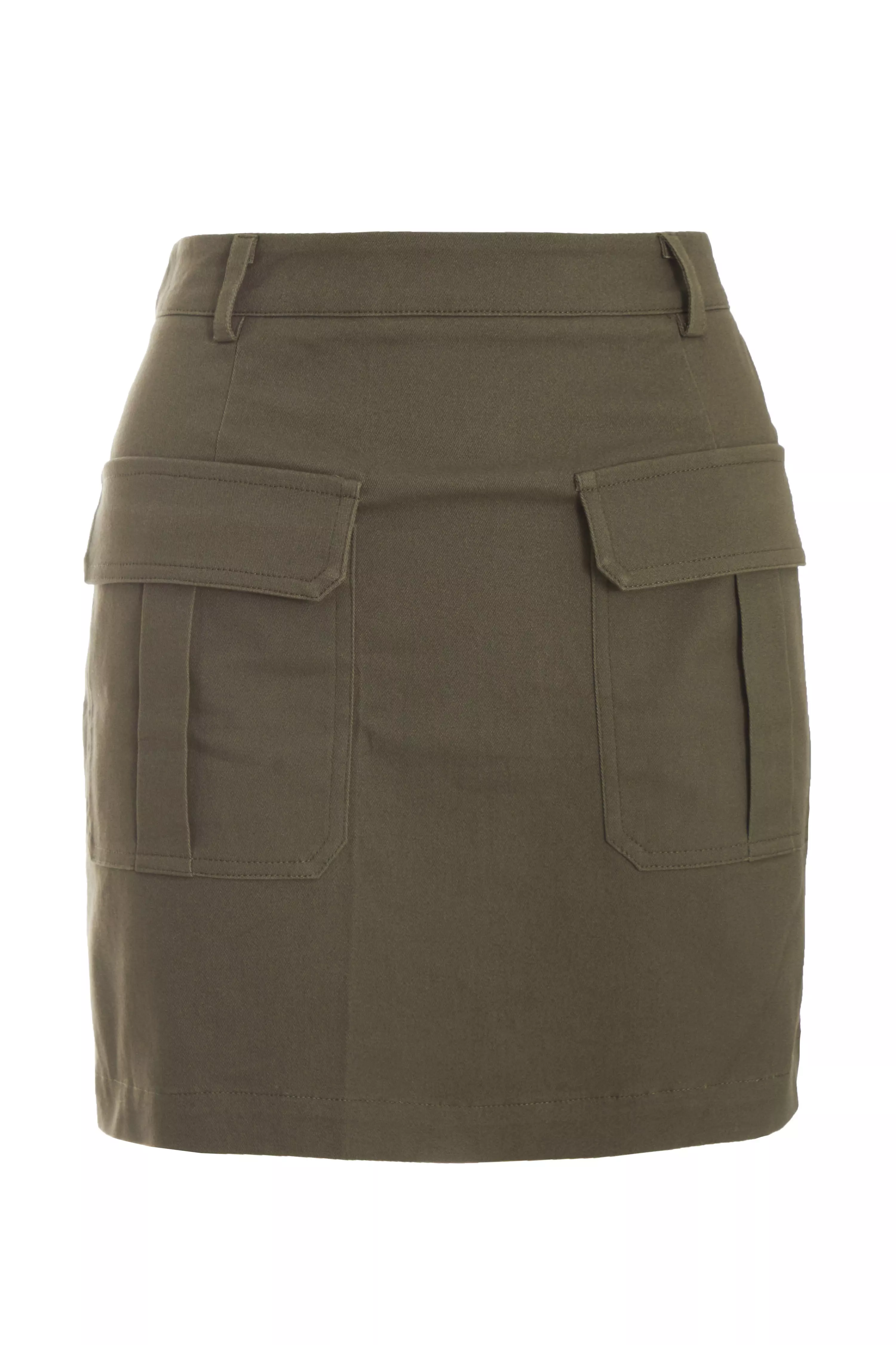 Khaki Cargo Pocket Mini Skirt