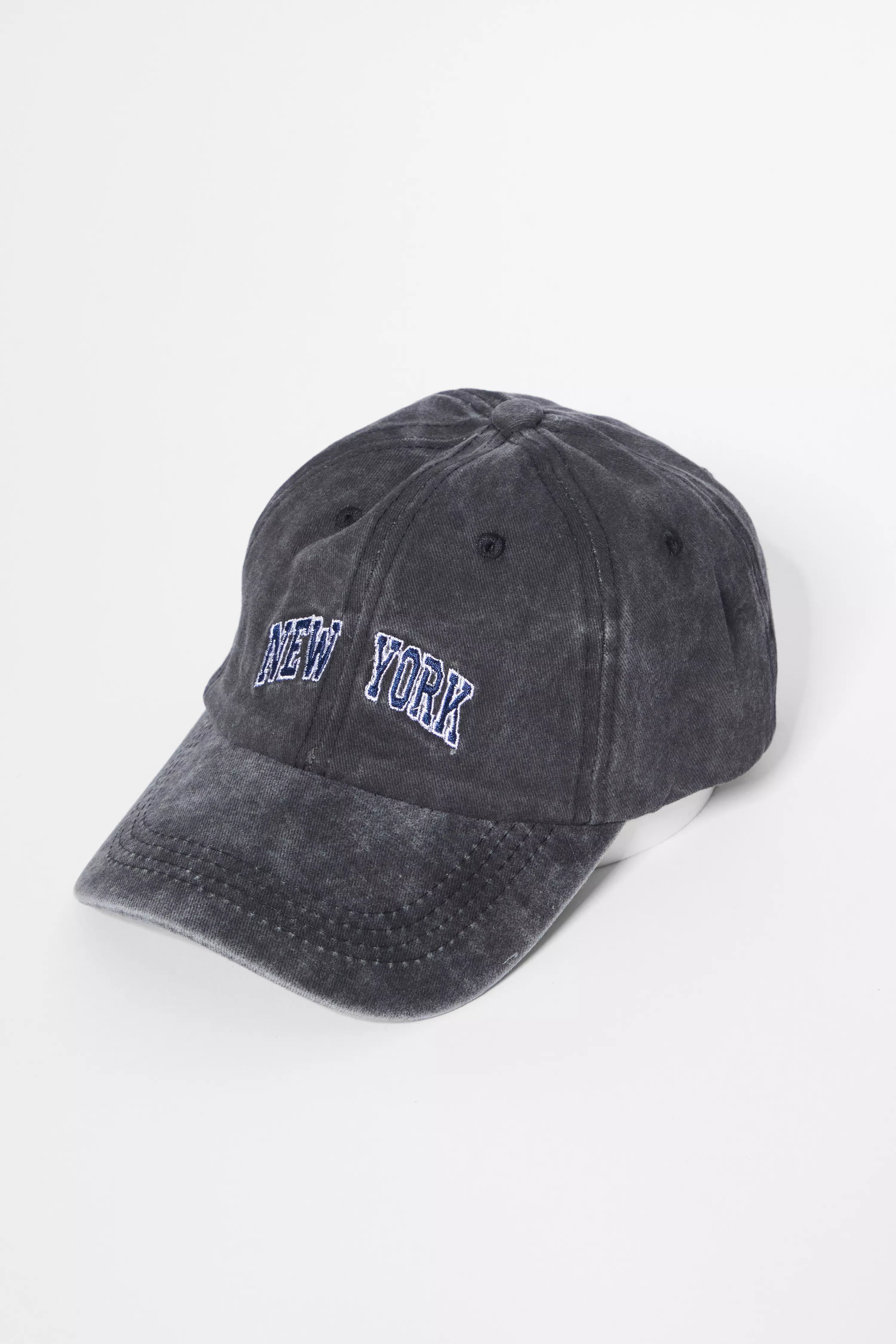 Black Washed Slogan Cap