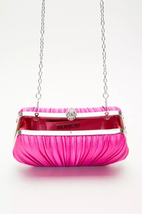 Pink Satin Pleated Box Bag