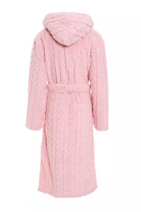 Pink Textured Fleece Robe