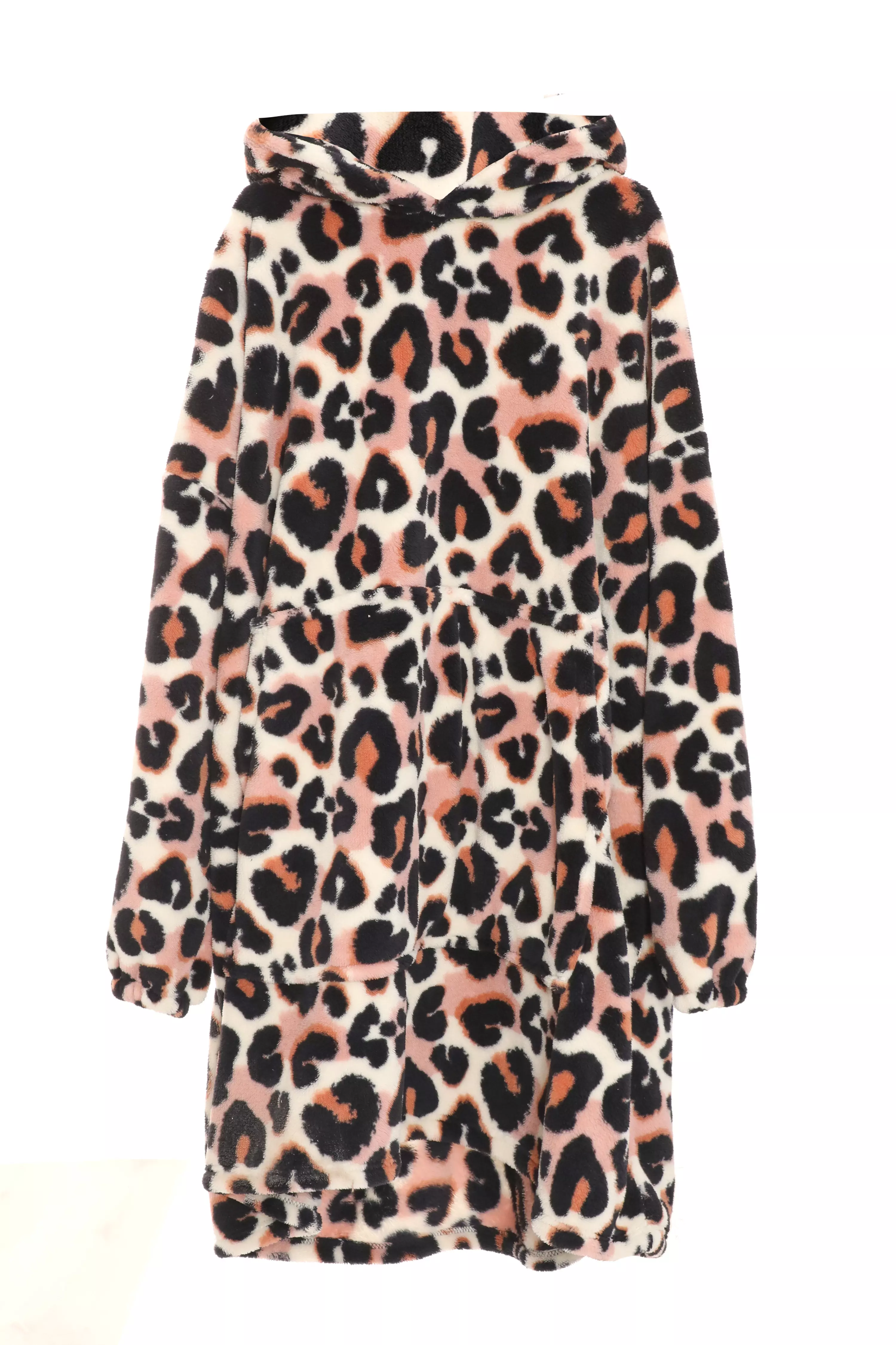Brown Leopard Print Fleece Blanket Hoodie