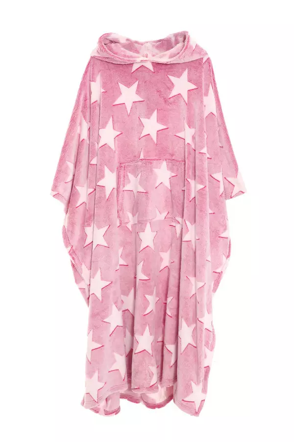 Pink Star Print Blanket Hoodie