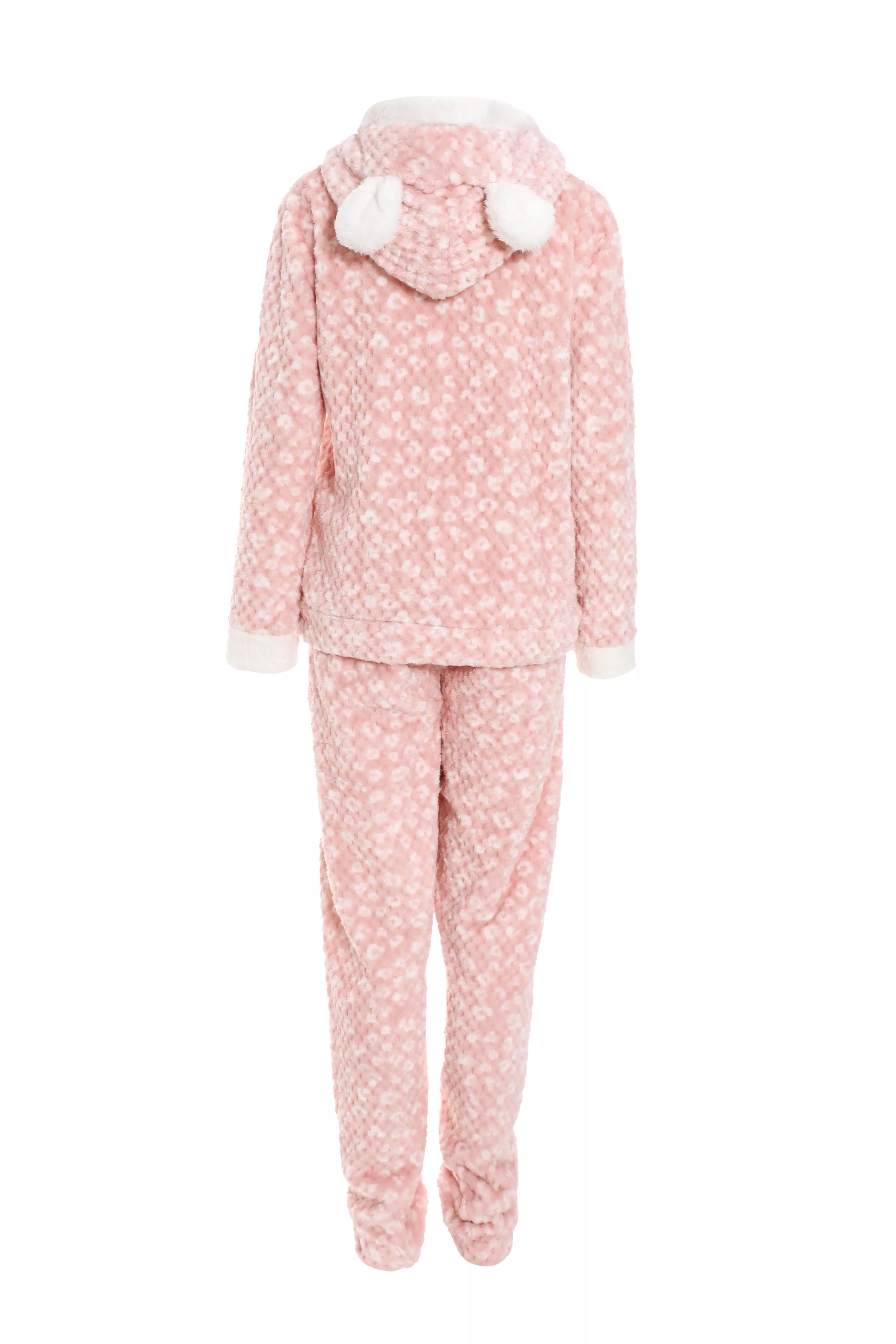 Pink Textured Fleece Lounge Set