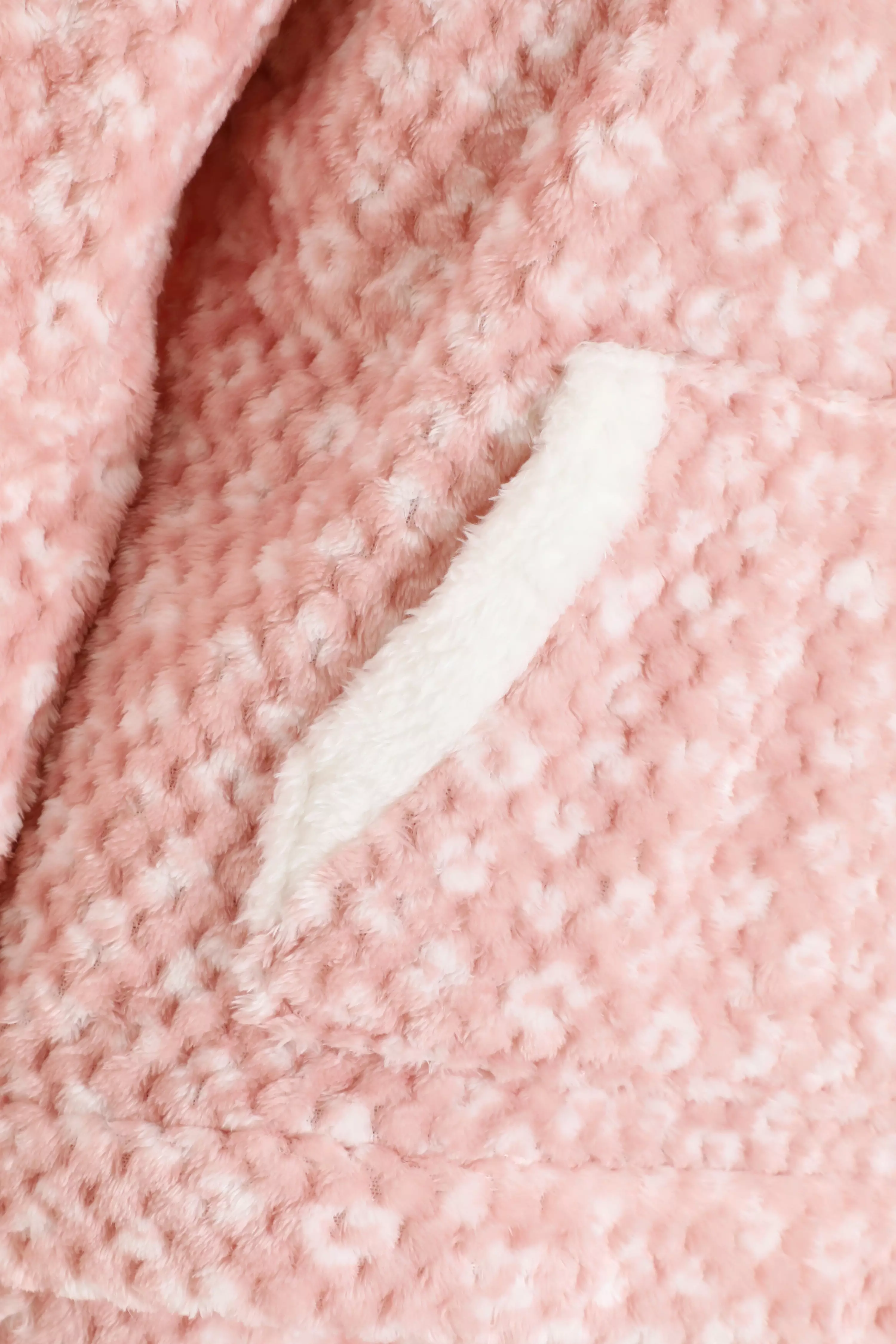 Pink Textured Fleece Lounge Set