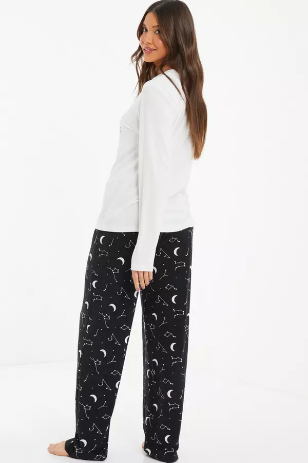 Black Moon Print Pyjama Set