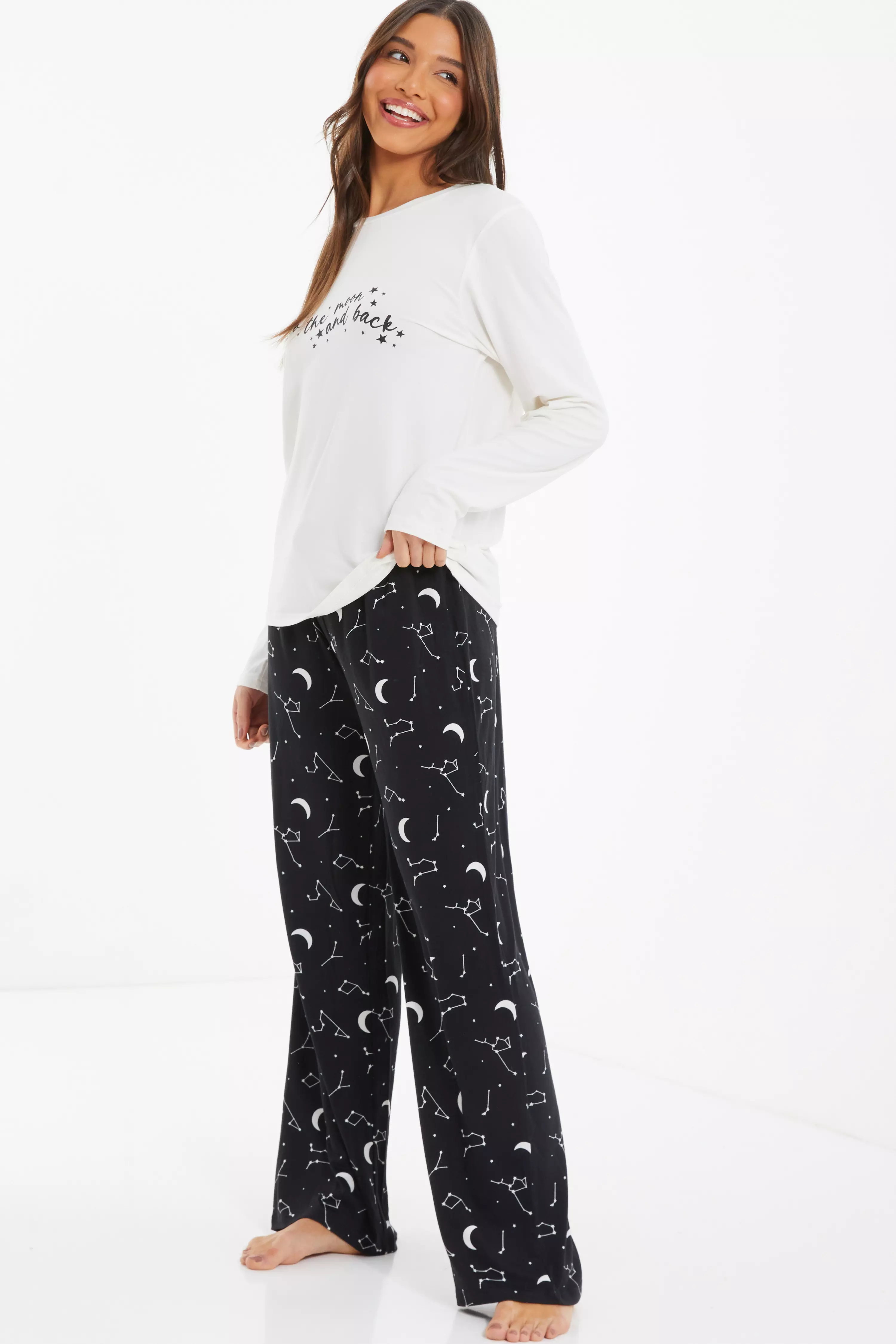 Black Moon Print Pyjama Set