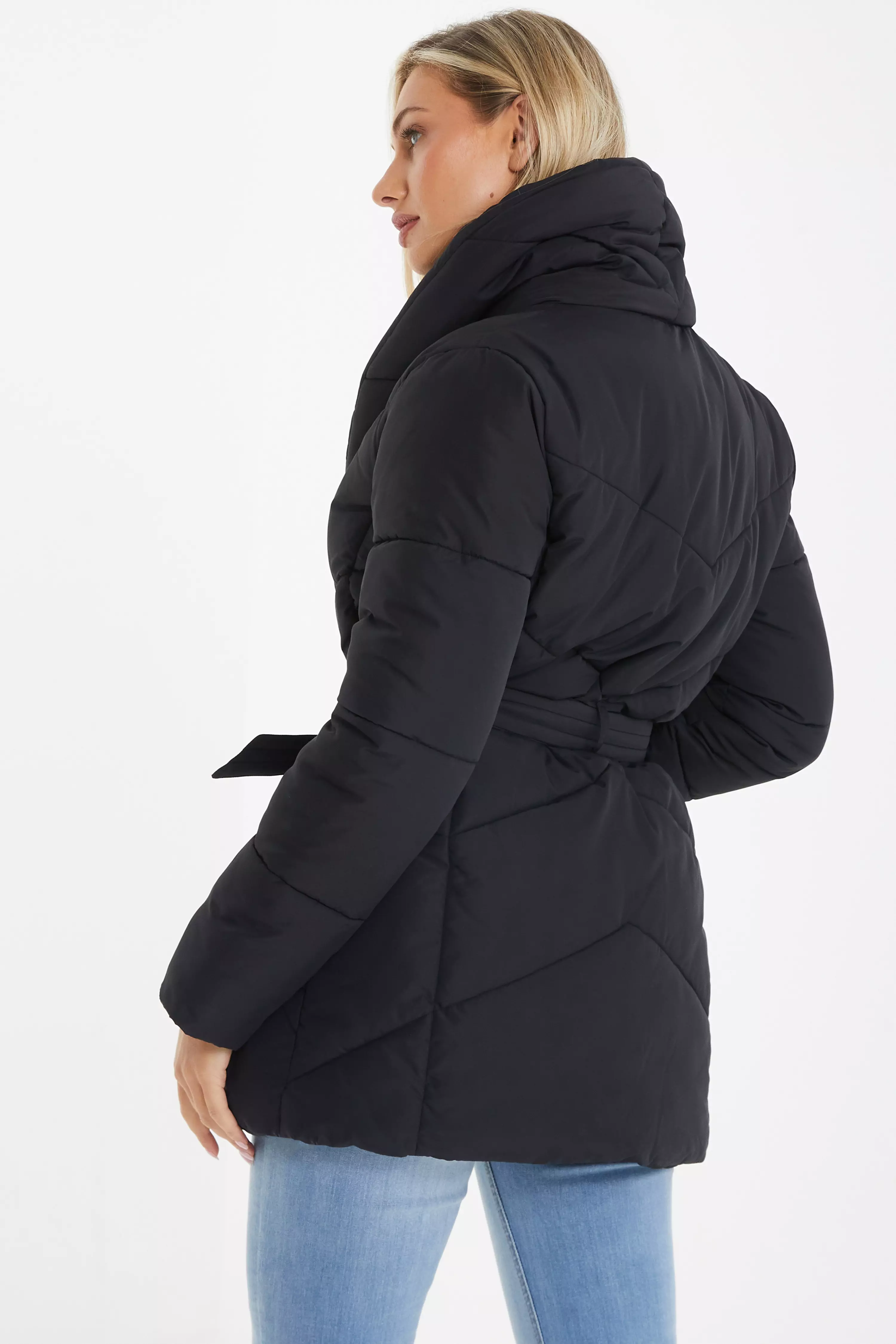 Black Quilted Collar Jacket