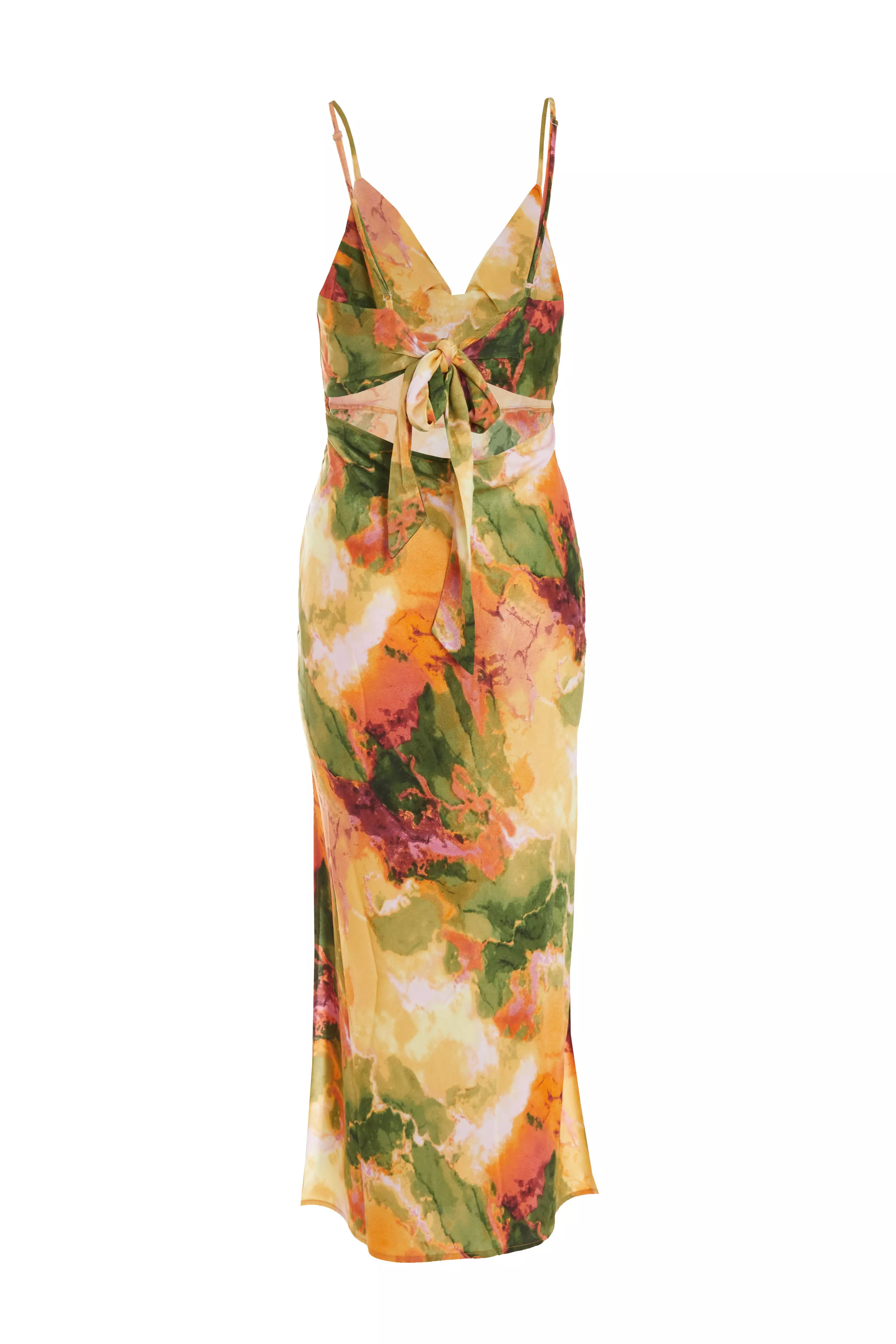 Satin Marble Print Midaxi Dress