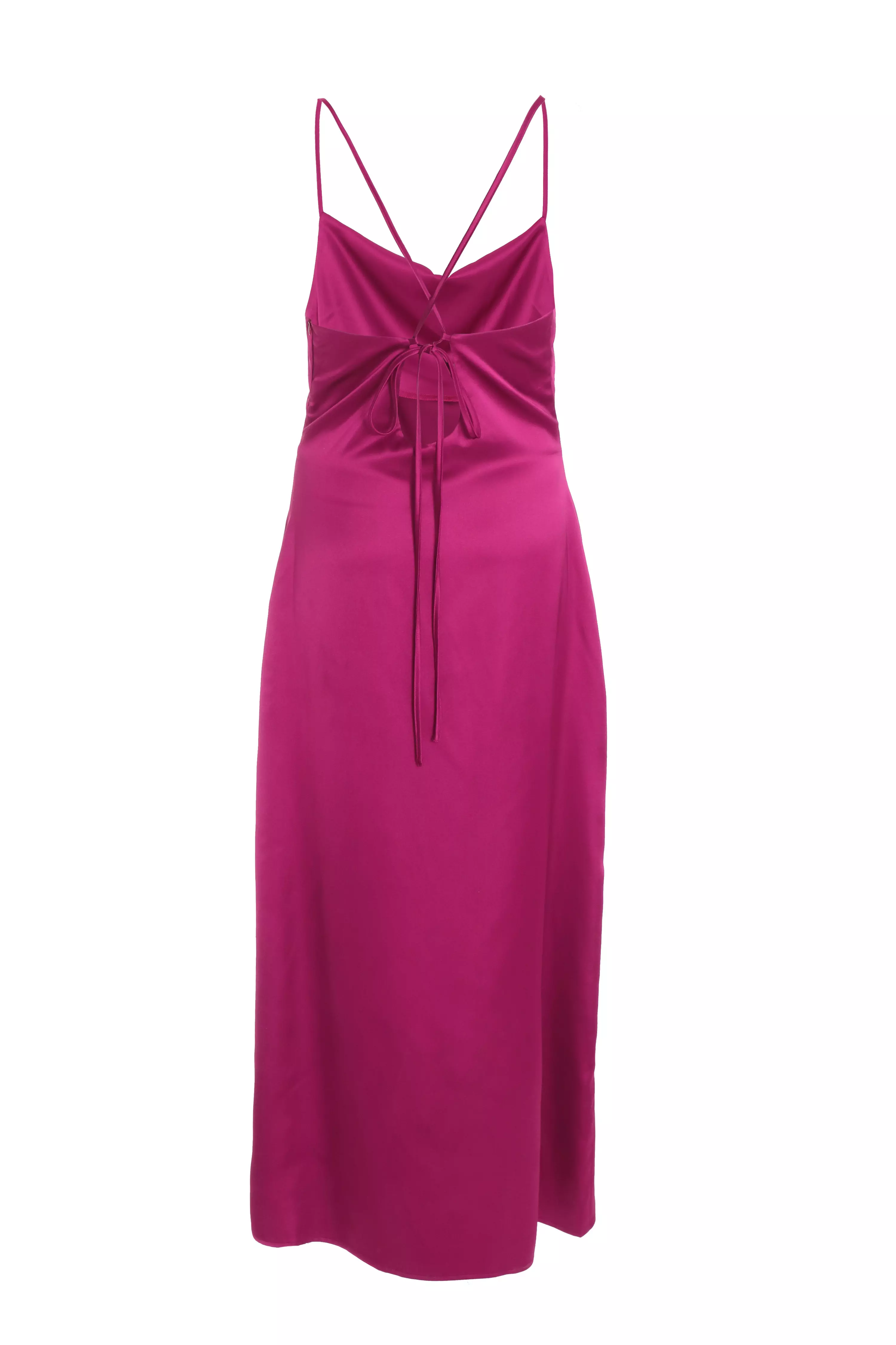 Berry Satin Slip Maxi Dress