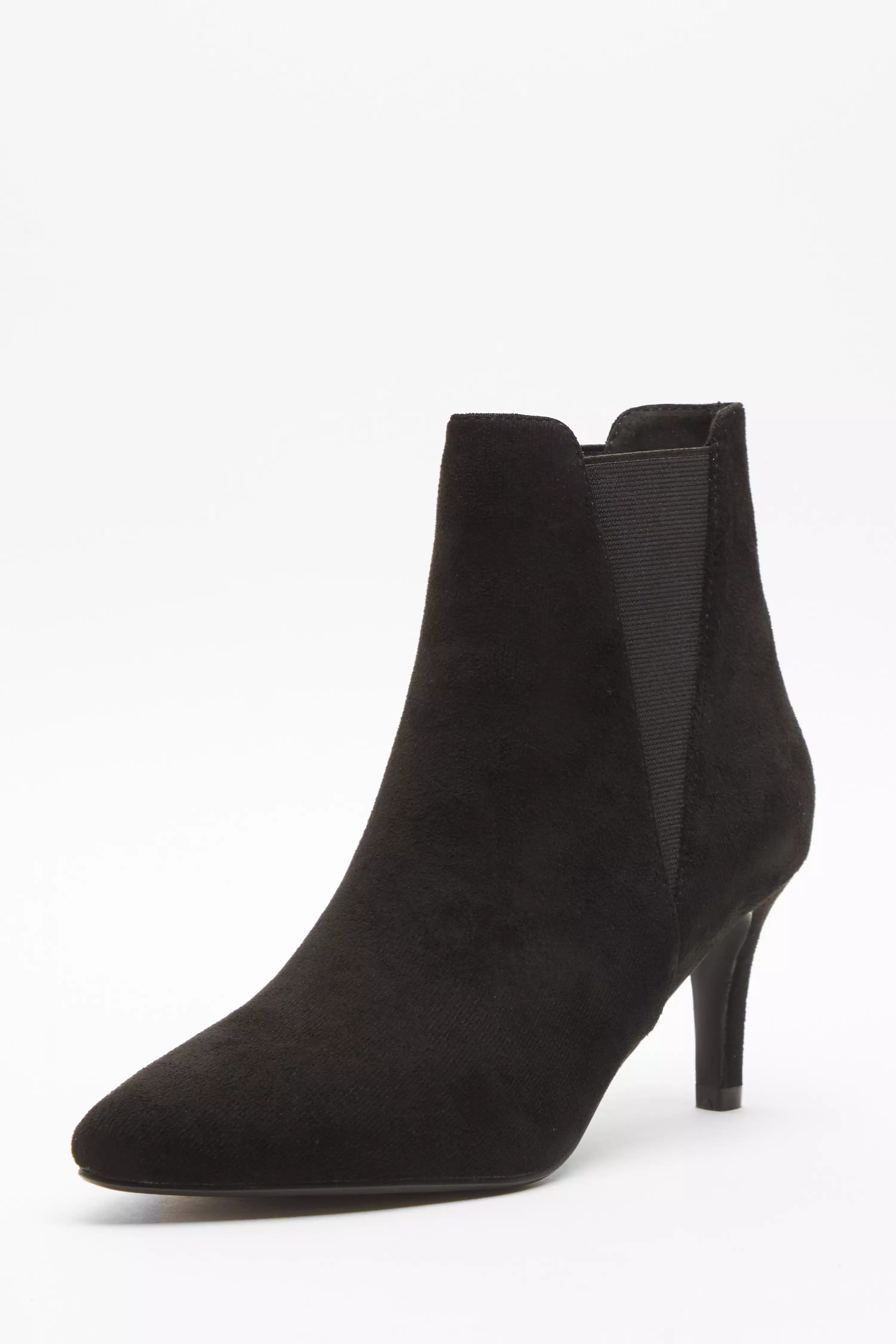 Black Ankle Heeled Stretch Boots