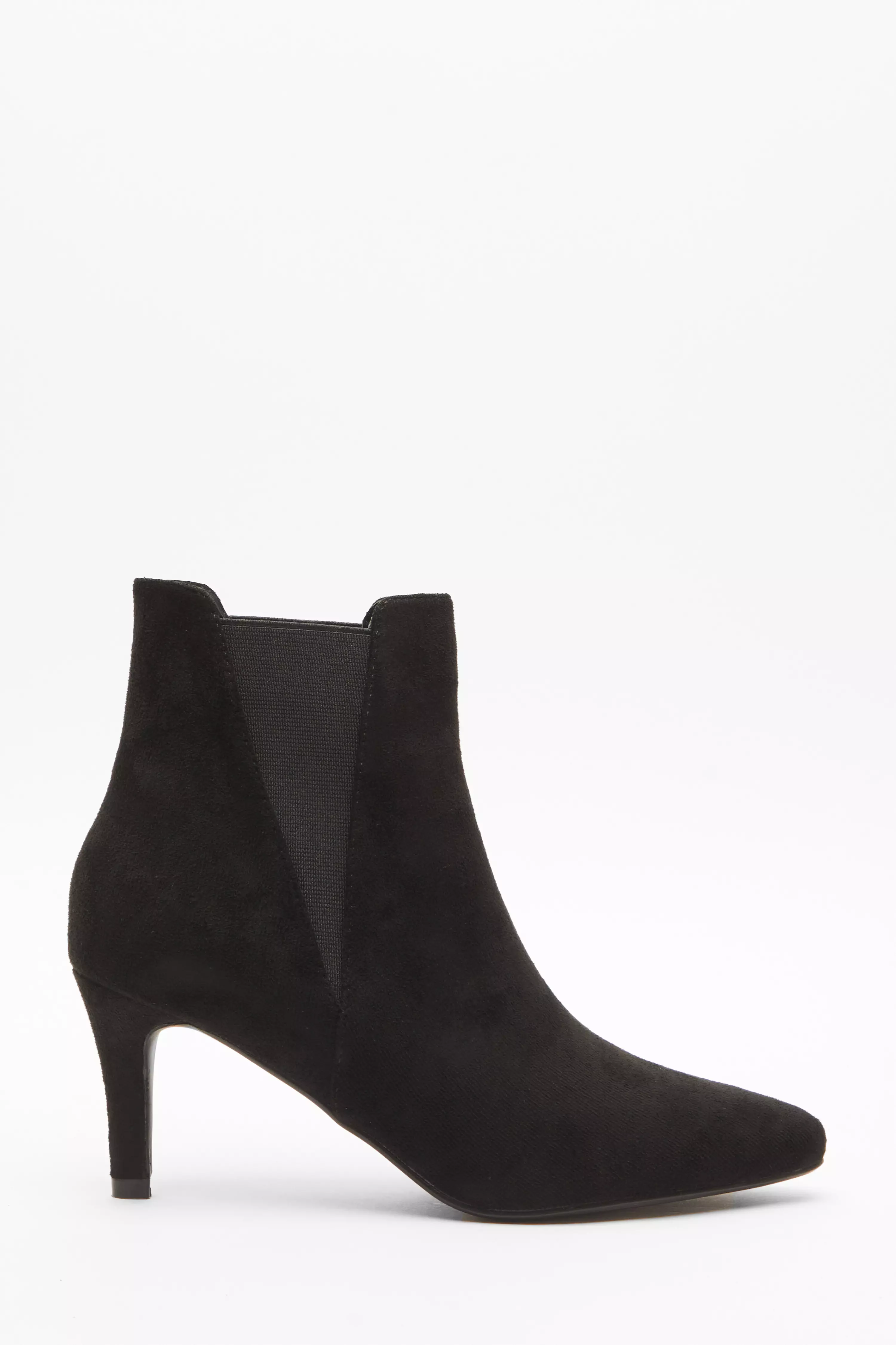 Black Ankle Heeled Stretch Boots