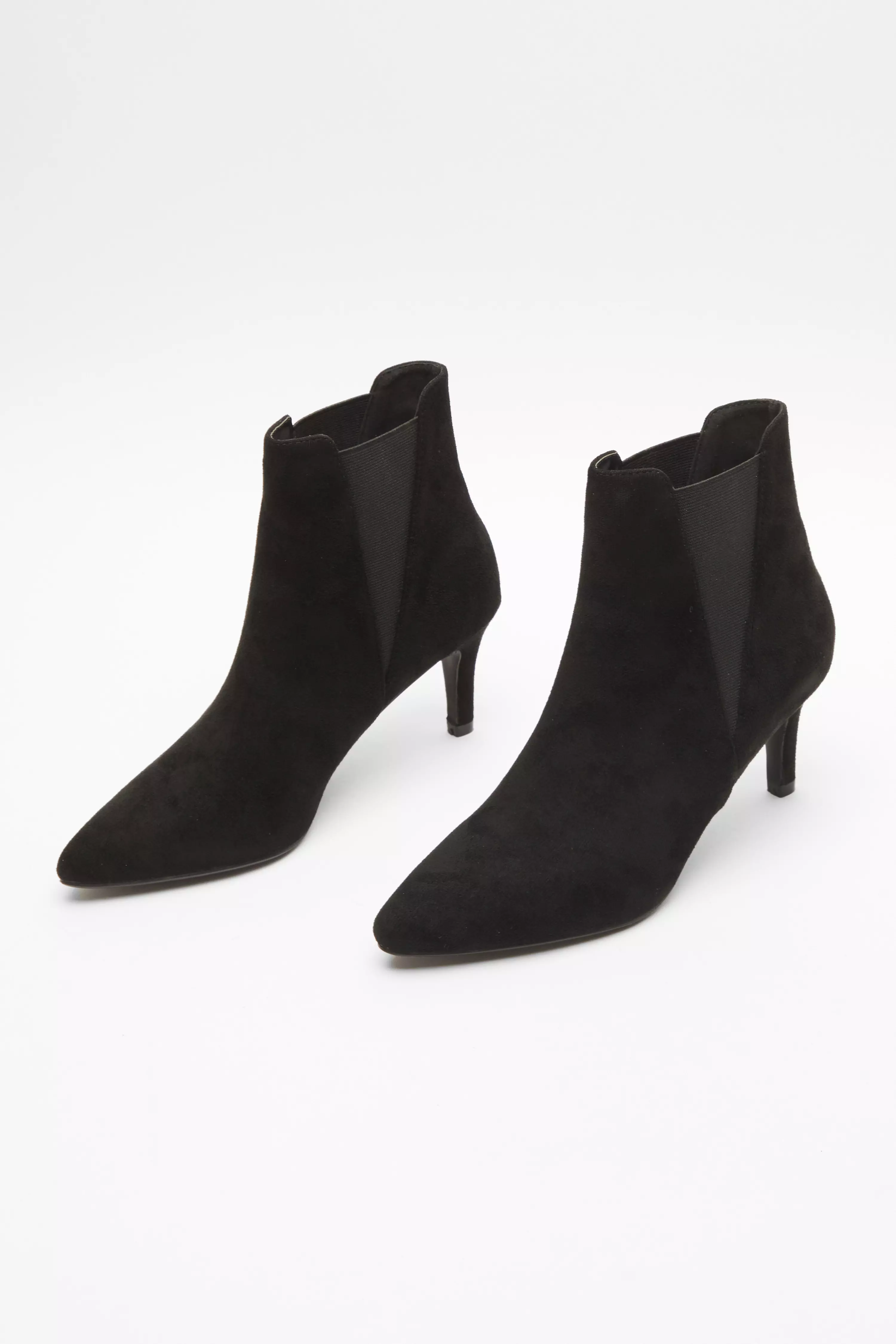 Black Ankle Heeled Stretch Boots