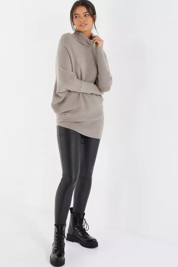 Stone Knitted Roll Neck Jumper