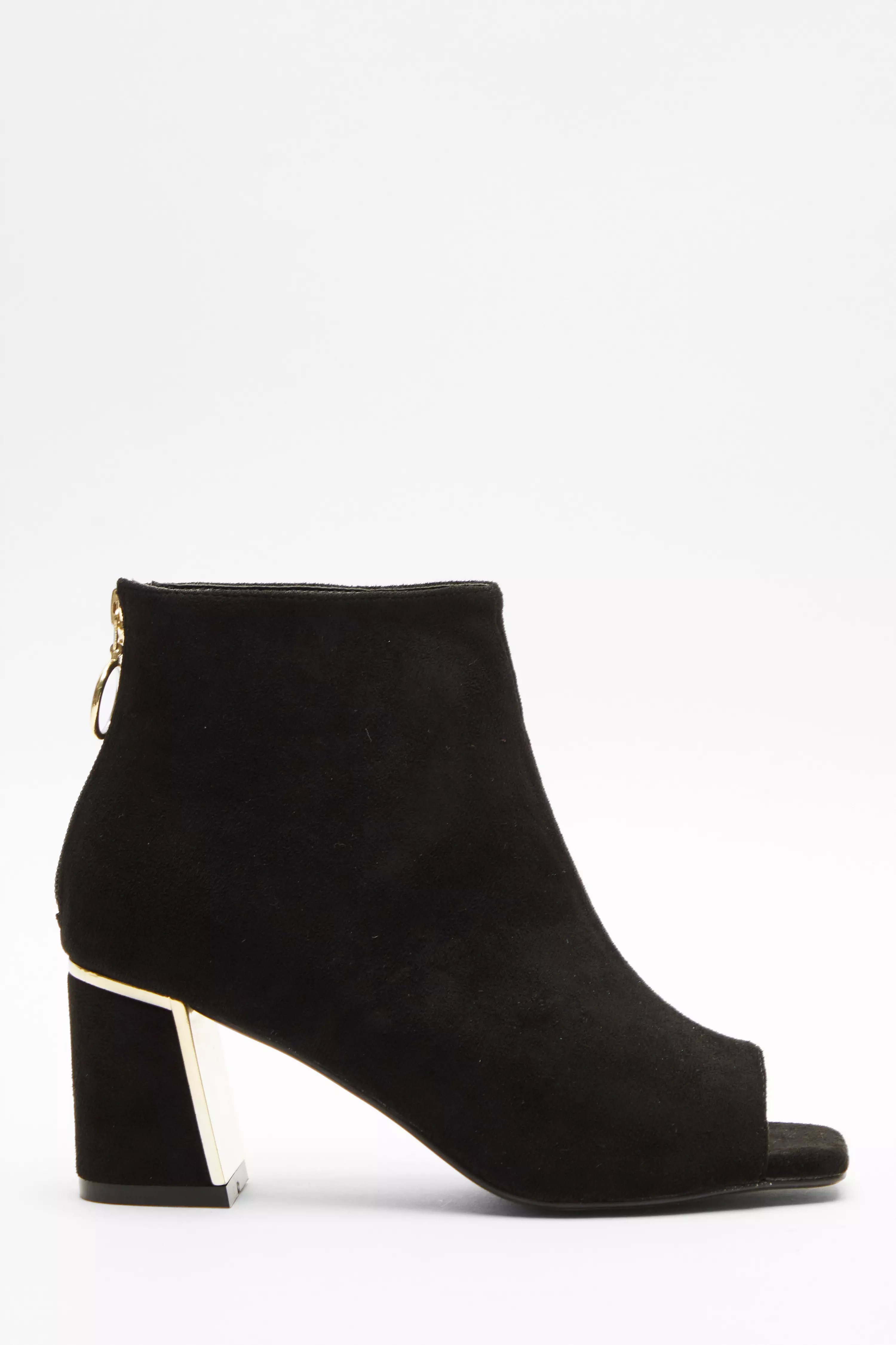 Black toeless ankle boots best sale