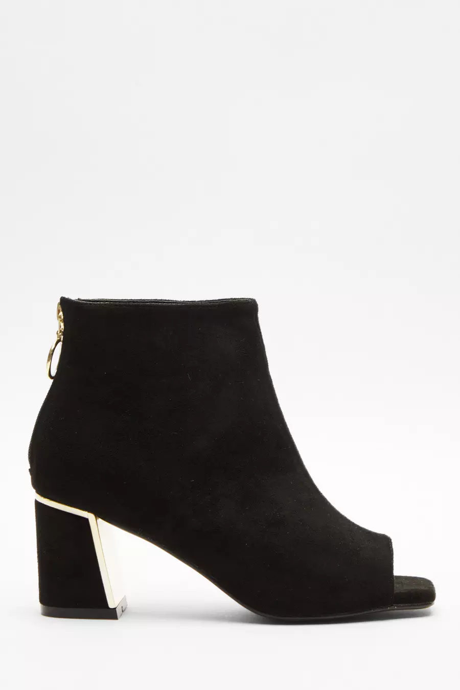 Black Faux Suede Open Toe Ankle Shoe Boot QUIZ Clothing