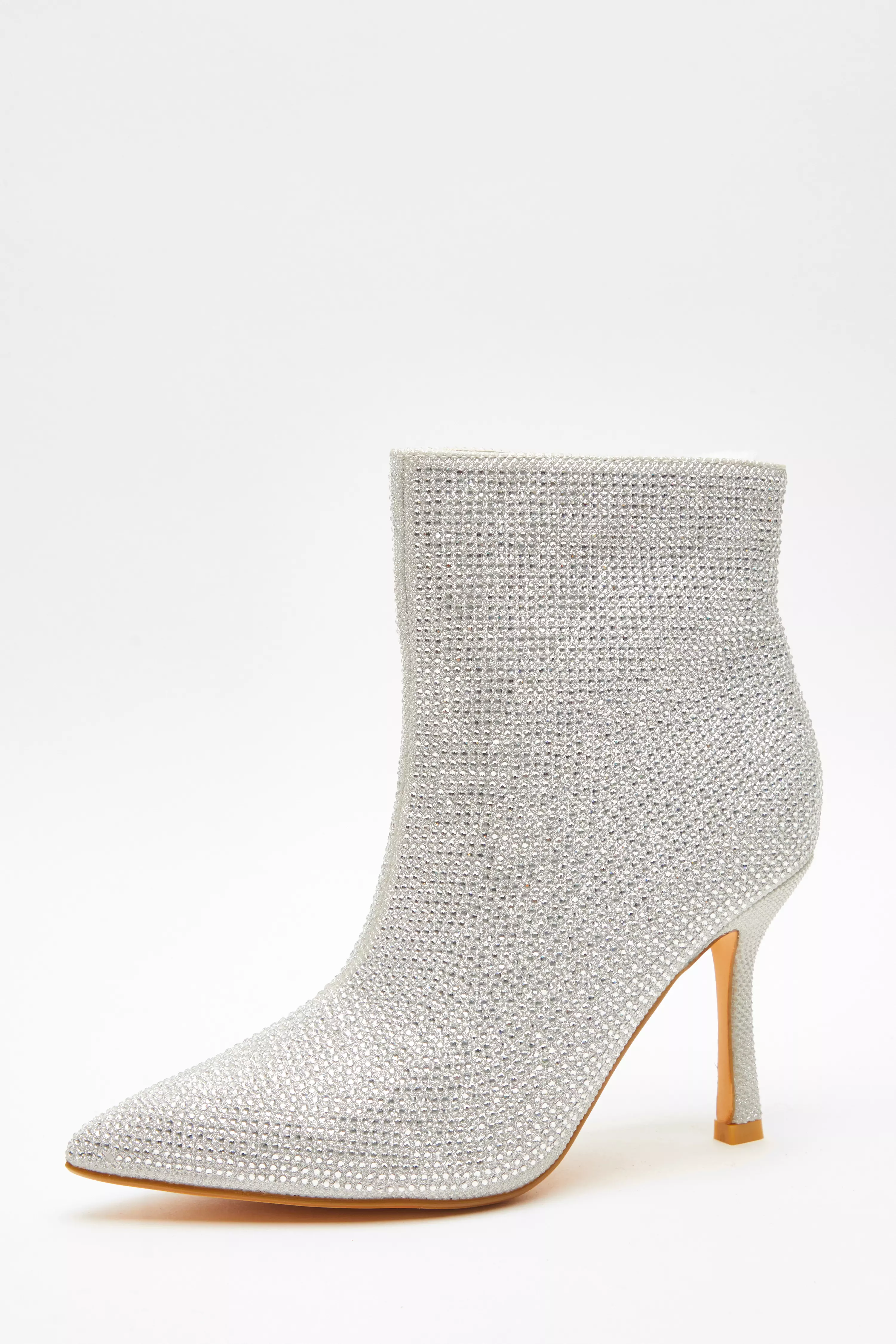 Silver Diamante Heeled Boots