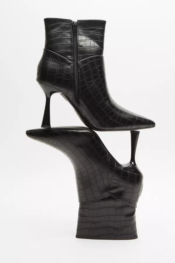 Wide Fit Faux Leather Heeled Boots