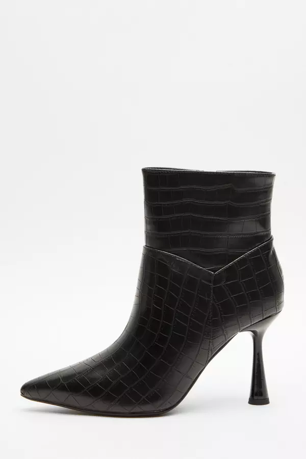 Wide Fit Faux Leather Heeled Boots