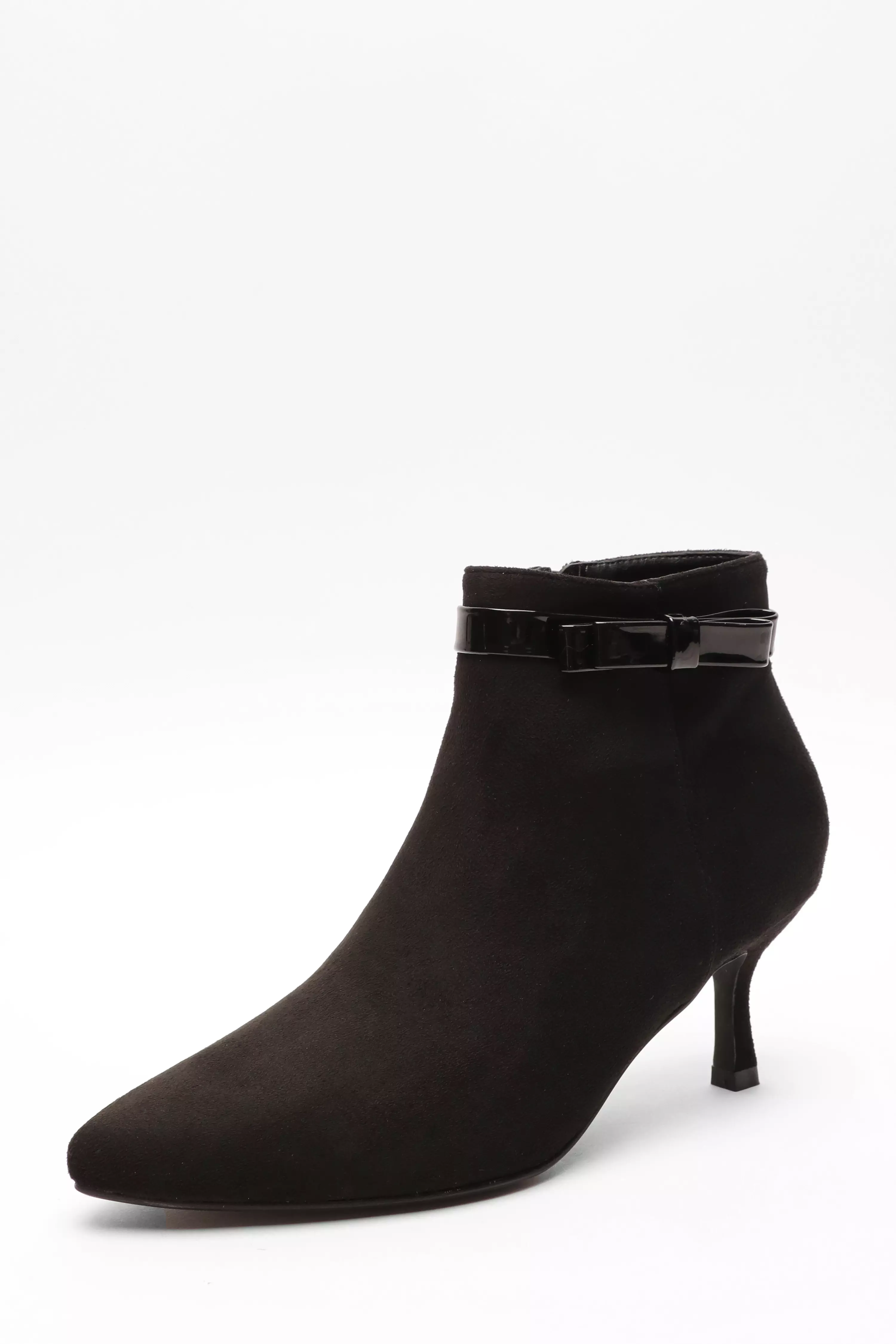 Wide Fit Black Bow Ankle Boot