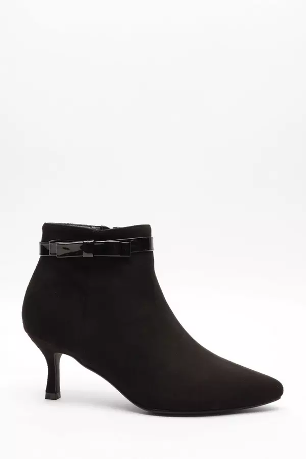 Wide Fit Black Bow Ankle Boot